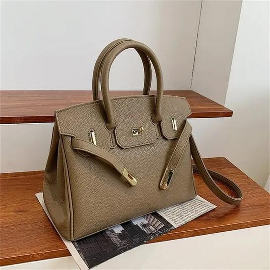 Sac main femme cuir, lychee platine, cabas