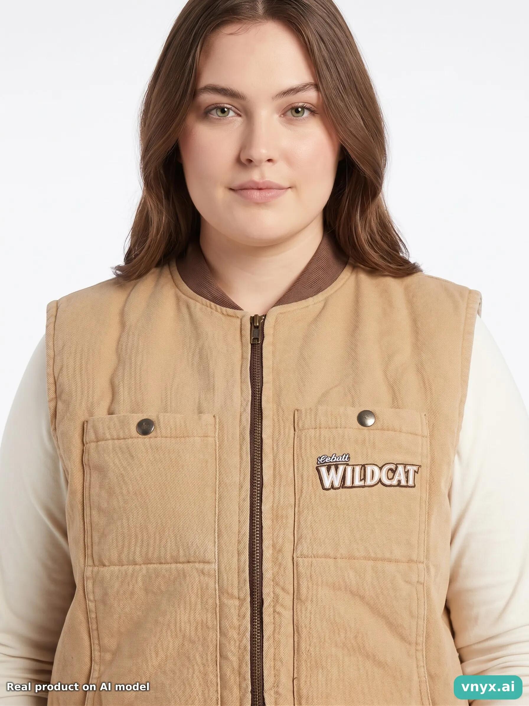Second Life - Vintage Wildcat Light Tan Fleece Vest Women XL 5/5