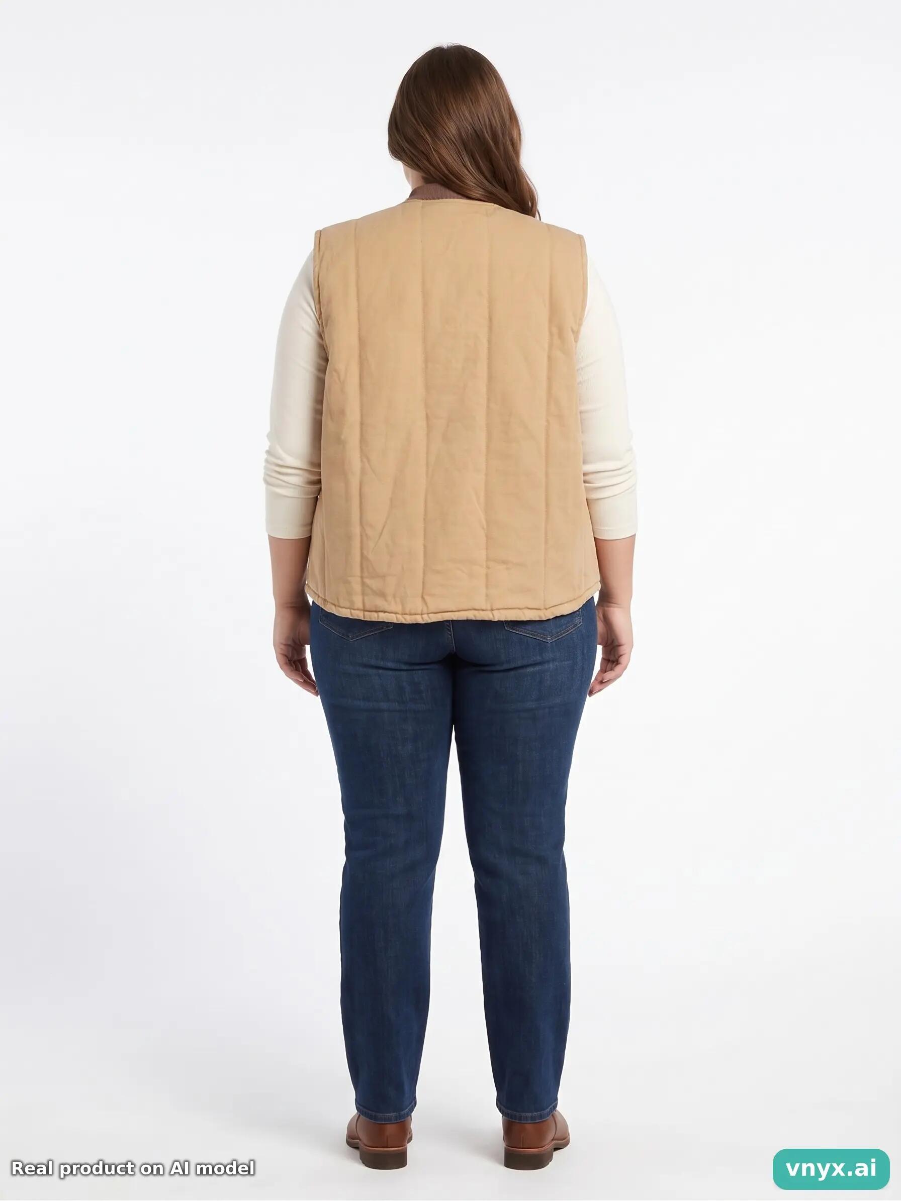 Second Life - Vintage Wildcat Light Tan Fleece Vest Women XL 4/5