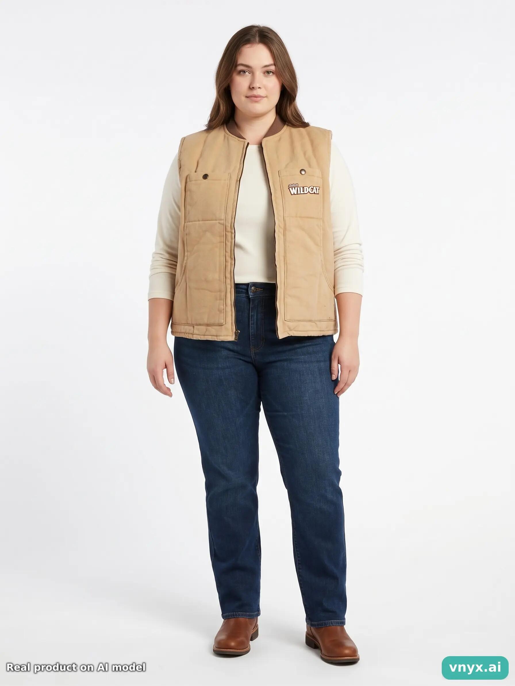 Second Life - Vintage Wildcat Light Tan Fleece Vest Women XL 3/5