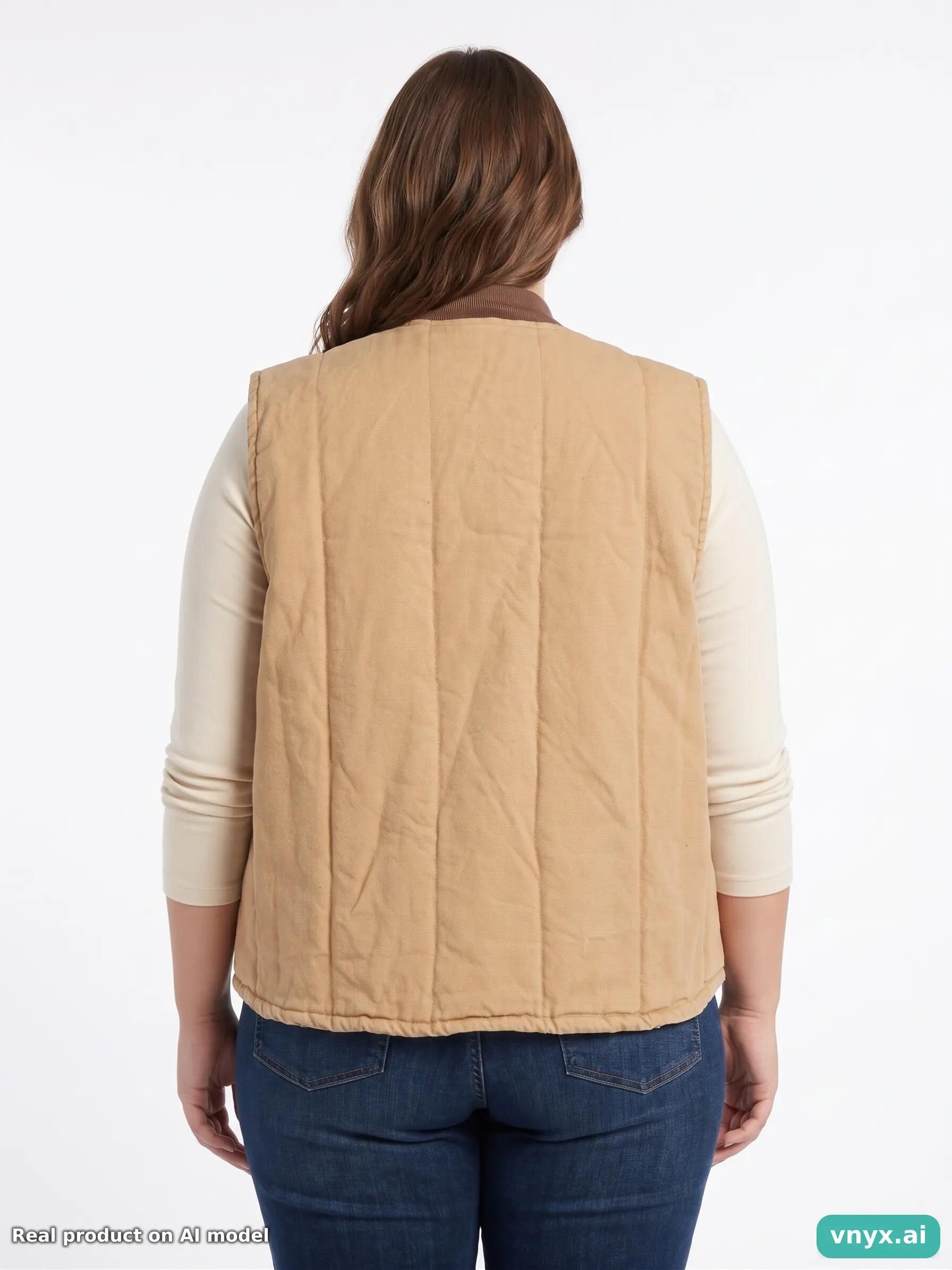 Second Life - Vintage Wildcat Light Tan Fleece Vest Women XL 2/5
