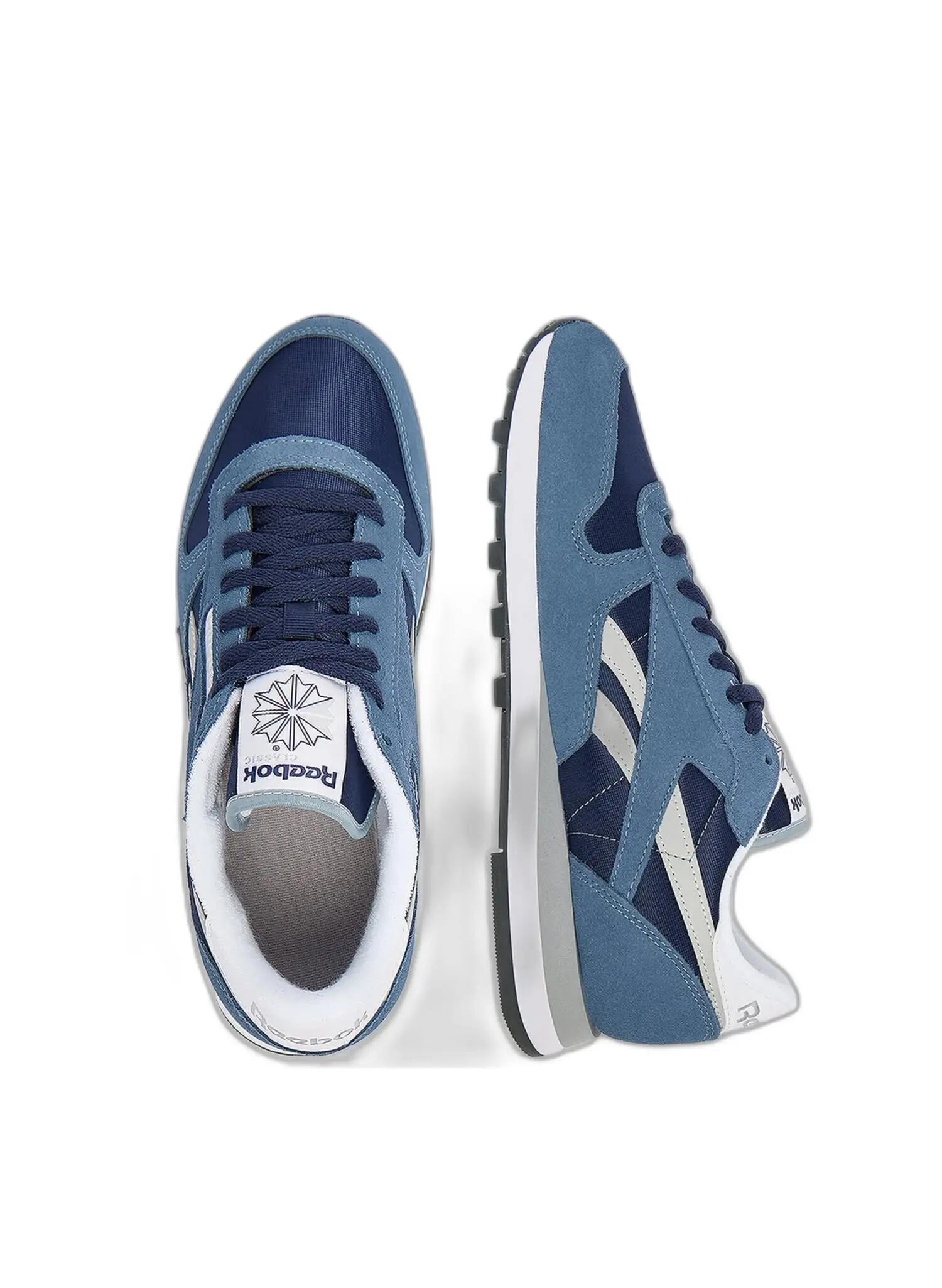 Herren-Sportschuhe, Reebok Classic Leather, Colorblock-Design, blau 2/4