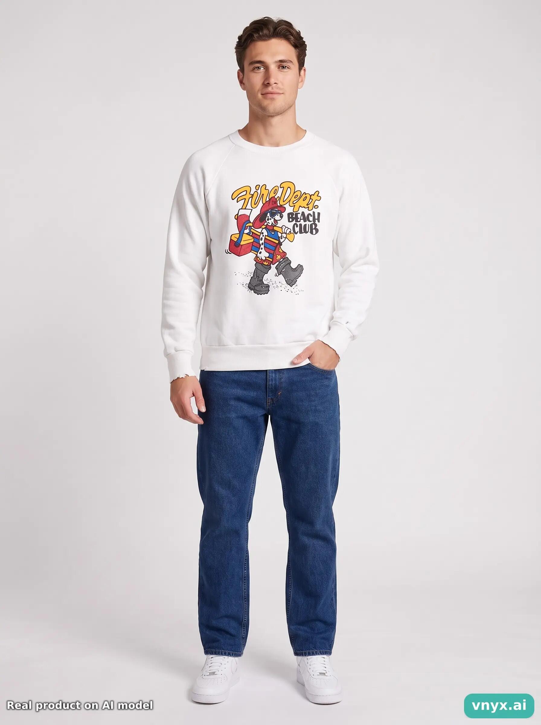 Second Life - Vintage Fruit of the Loom White Sweatshirt men M 6/6