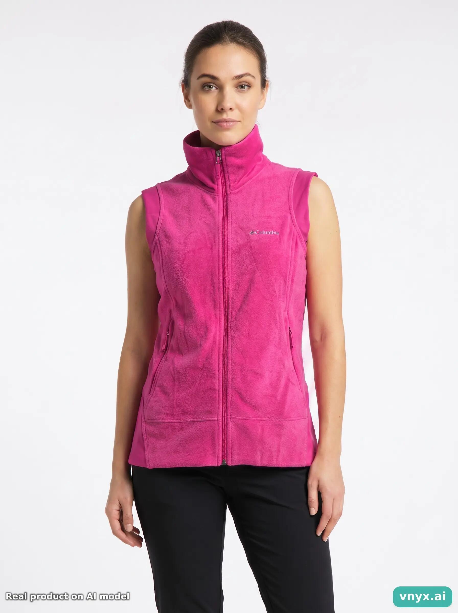 Second Life - Vintage Columbia Sportswear Fuchsia Fleece Vest Women M 1/5