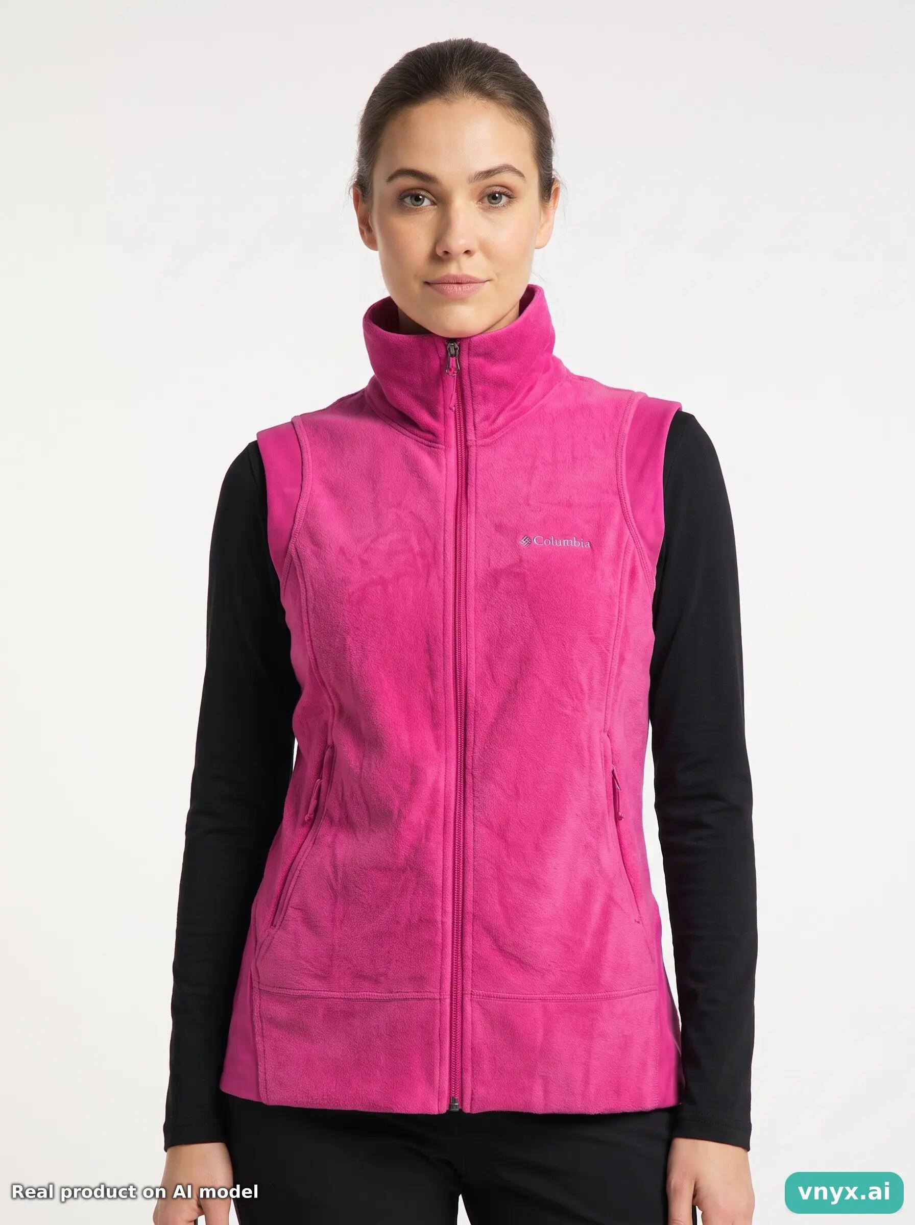 Second Life - Vintage Columbia Sportswear Fuchsia Fleece Vest Women M 5/5