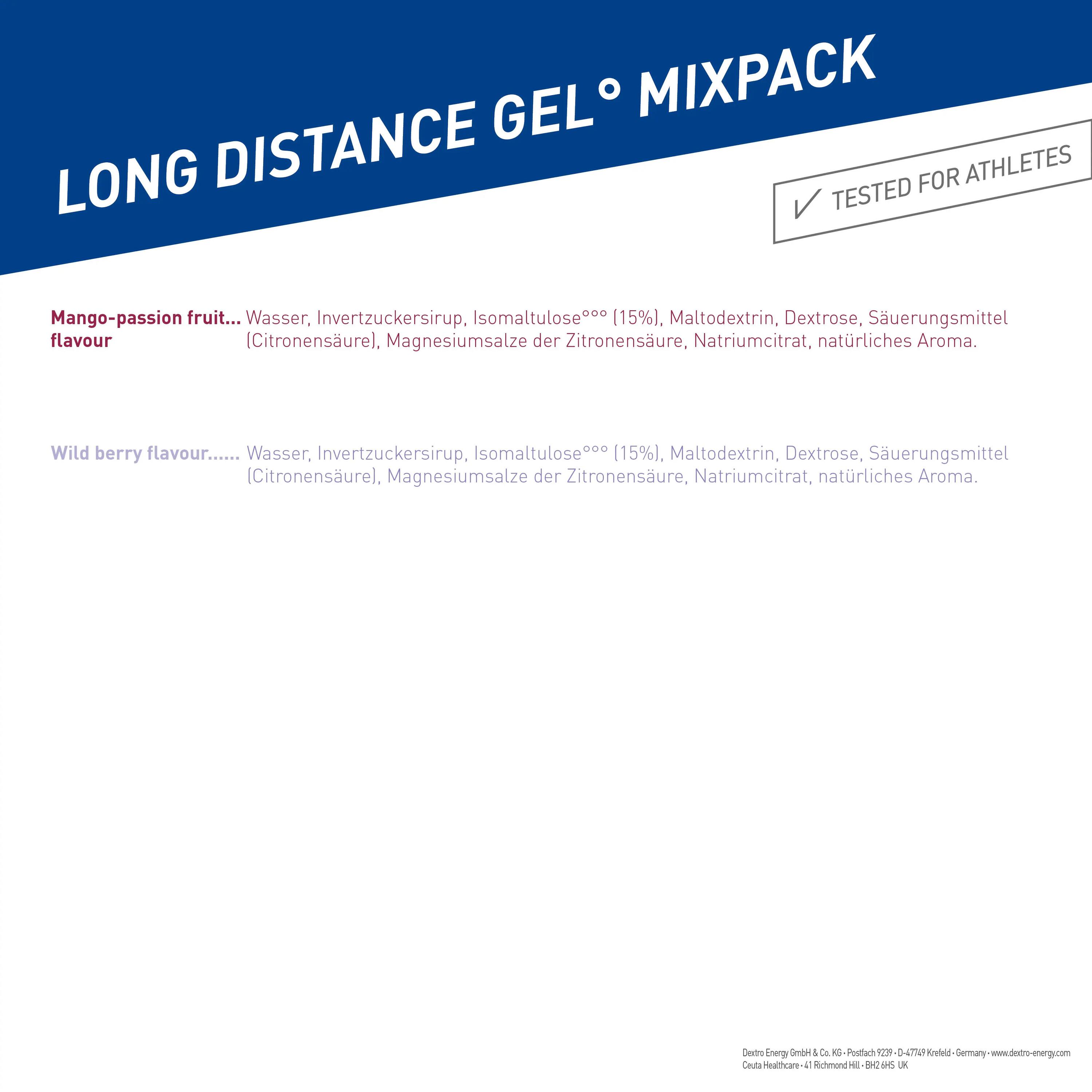 Long Distance Gel Mix Pack 2 Sorten, 12x50ml, slow release high carb energy gel 7/7