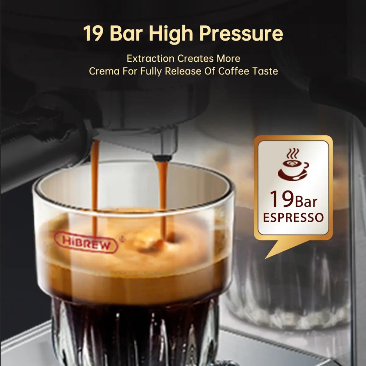 HiBREW H11 Polosautomický espresso kávovar 19 barov s parnou dýzou s 3 otvormi 6/6