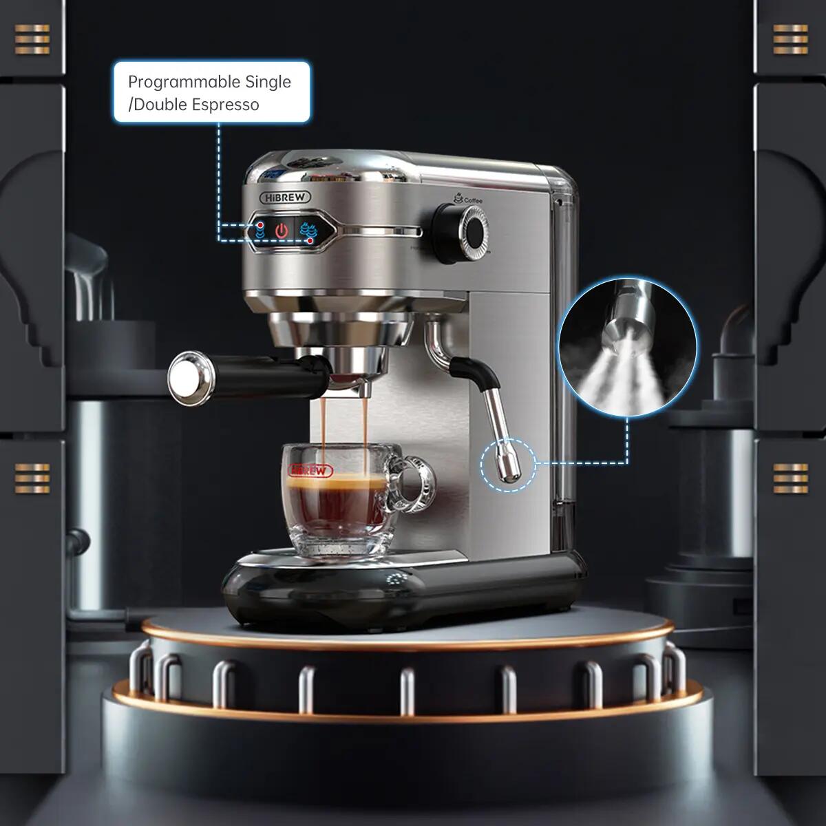 HiBREW H11 Polosautomický espresso kávovar 19 barov s parnou dýzou s 3 otvormi 3/6