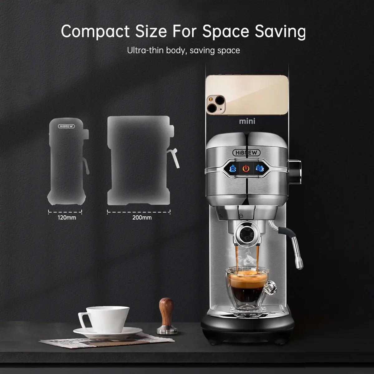 HiBREW H11 Polosautomický espresso kávovar 19 barov s parnou dýzou s 3 otvormi 2/6