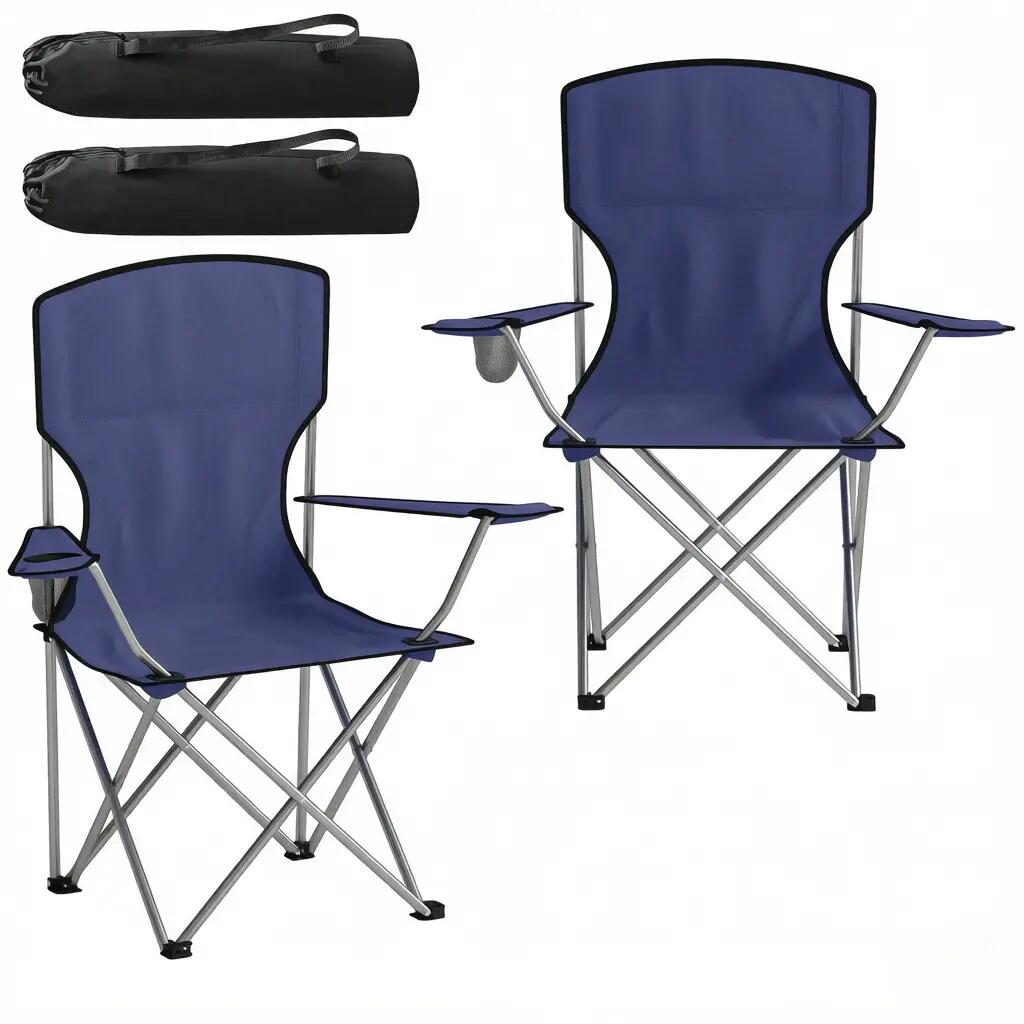 Lot 2 chaises camping pliantes porte-gobelet haut dossier 6/6