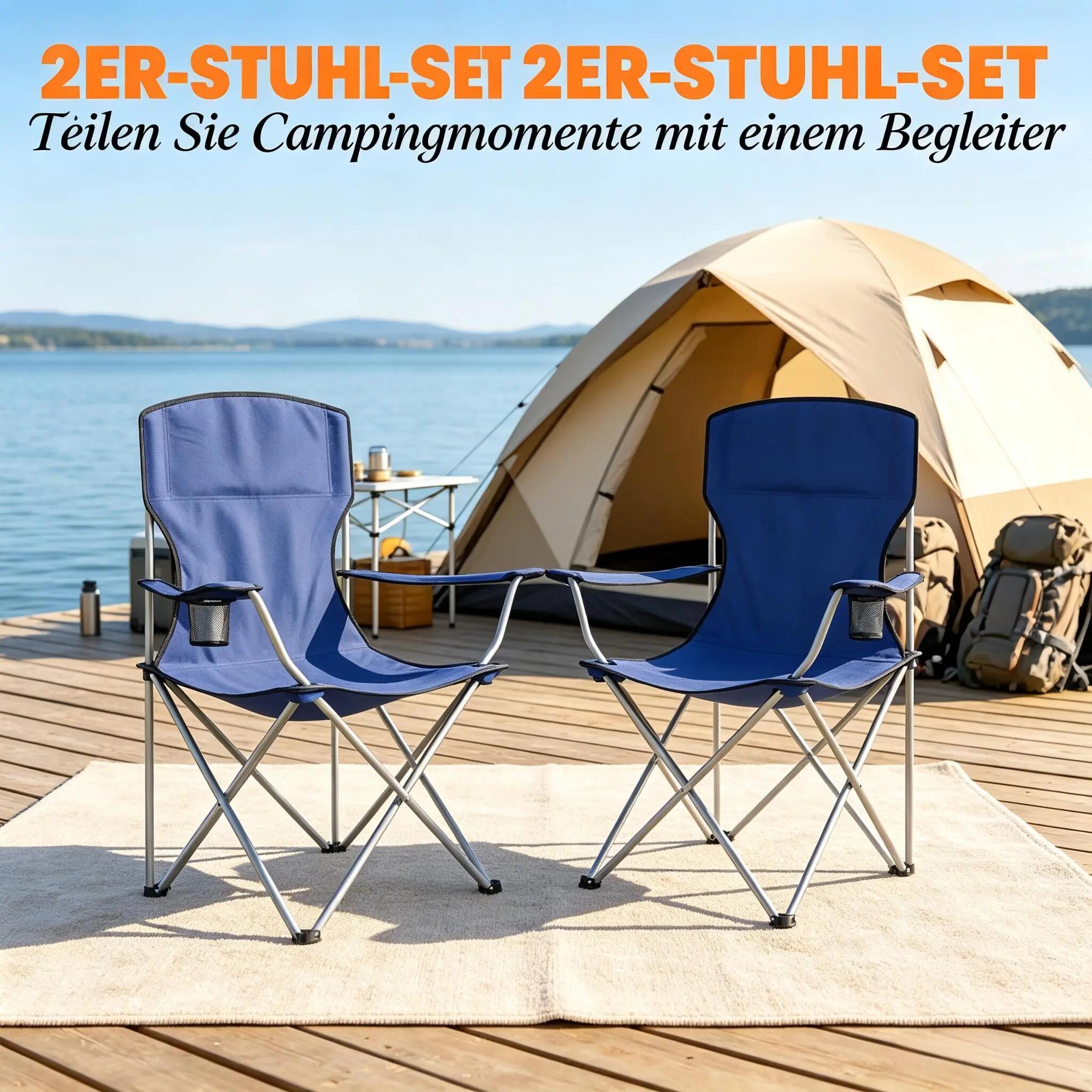 Lot 2 chaises camping pliantes porte-gobelet haut dossier 5/6