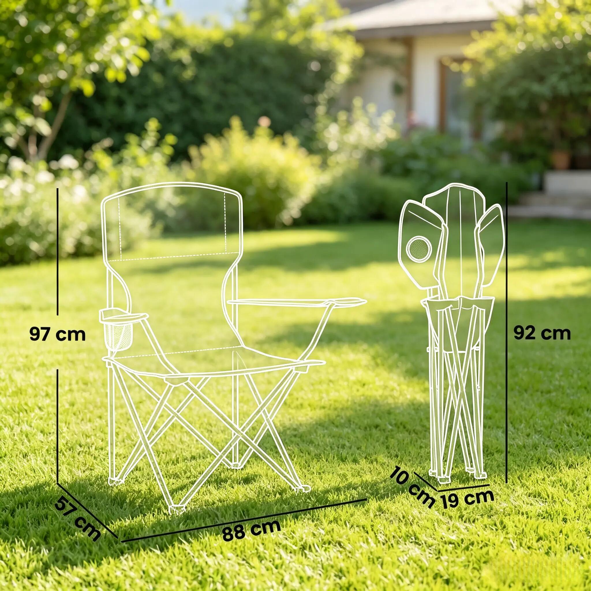 Lot 2 chaises camping pliantes porte-gobelet haut dossier 3/6