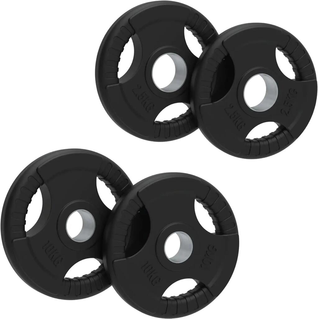 Olympijské gumové závažia Tri-Grip, čierne, párové sady, 25 kg
