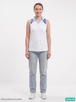 Second life - vintage under armour white/light blue polo shirt women m