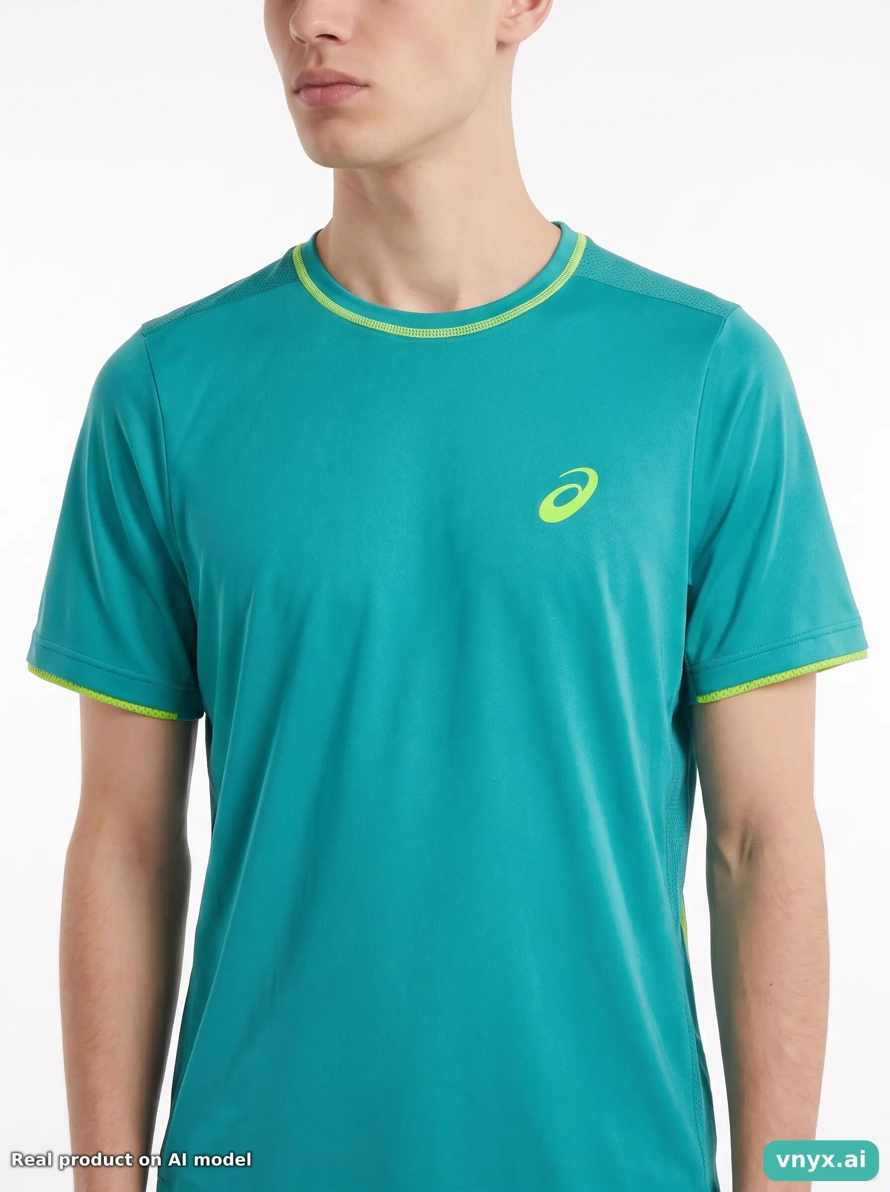 Second Life - Vintage Asics Turquoise T-Shirt Men S 5/5