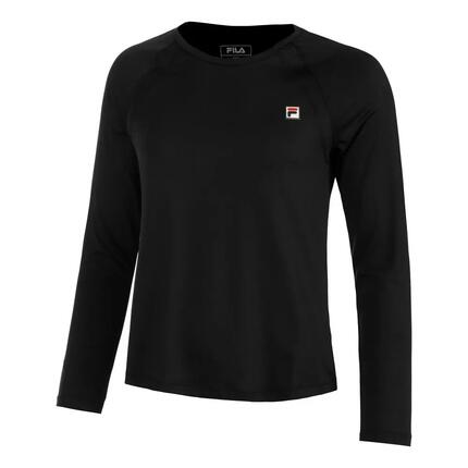 Tee-shirt - Sportswear - Femme - Manches longues, col rond - CORA - Noir