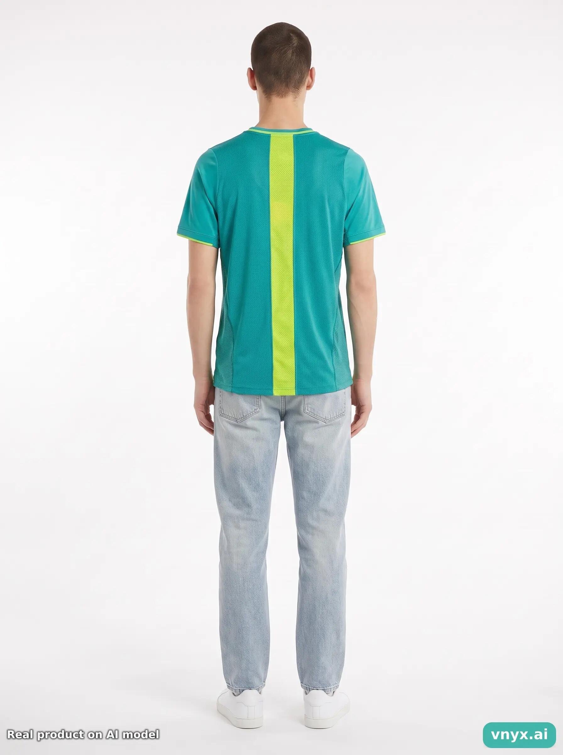 Second Life - Vintage Asics Turquoise T-Shirt Men S 4/5