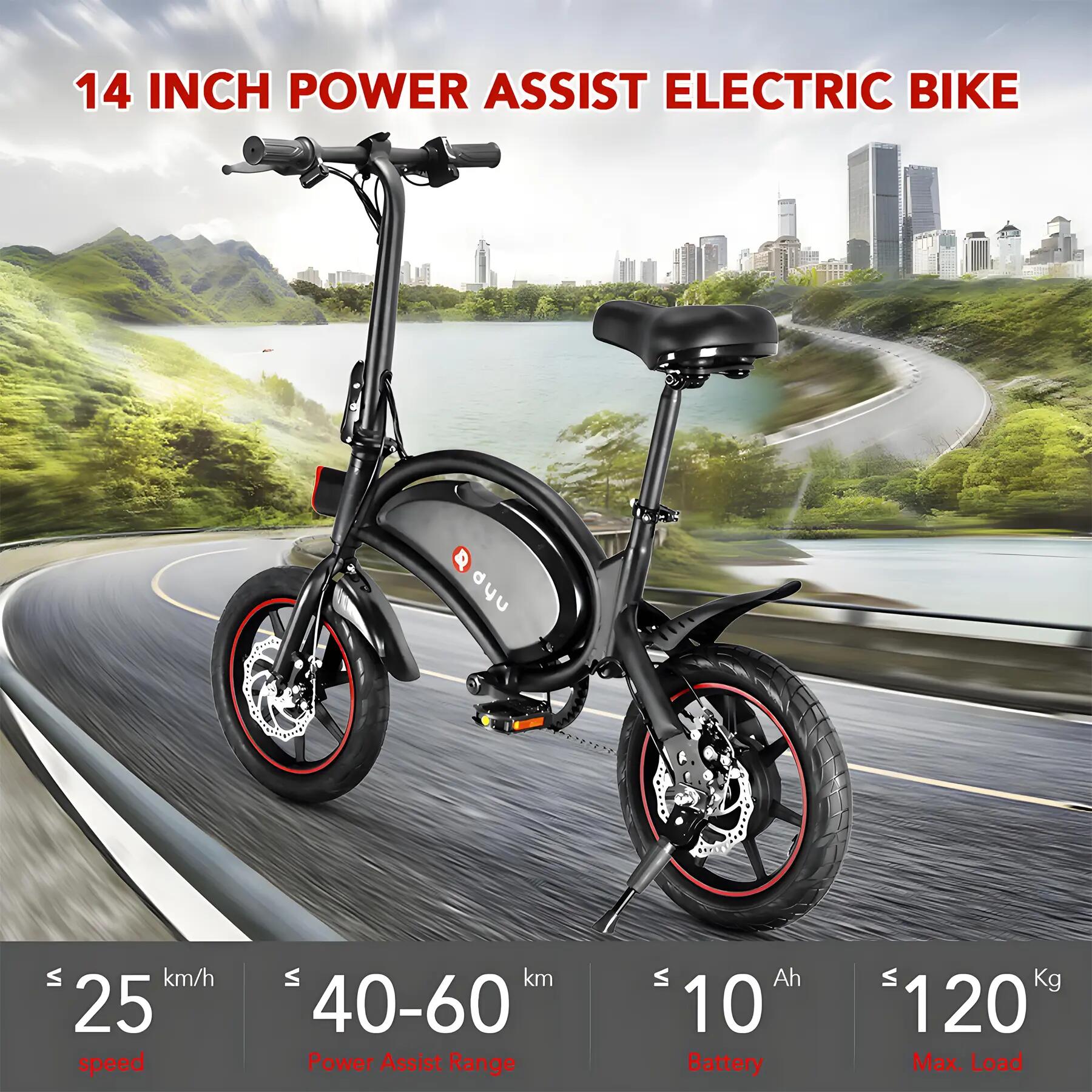 Mestský elektrobicykel pre dospelých DYU D3F dvojité kotúčové brzdy 25km/h 9/13