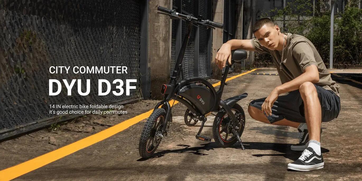 Mestský elektrobicykel pre dospelých DYU D3F dvojité kotúčové brzdy 25km/h 13/13