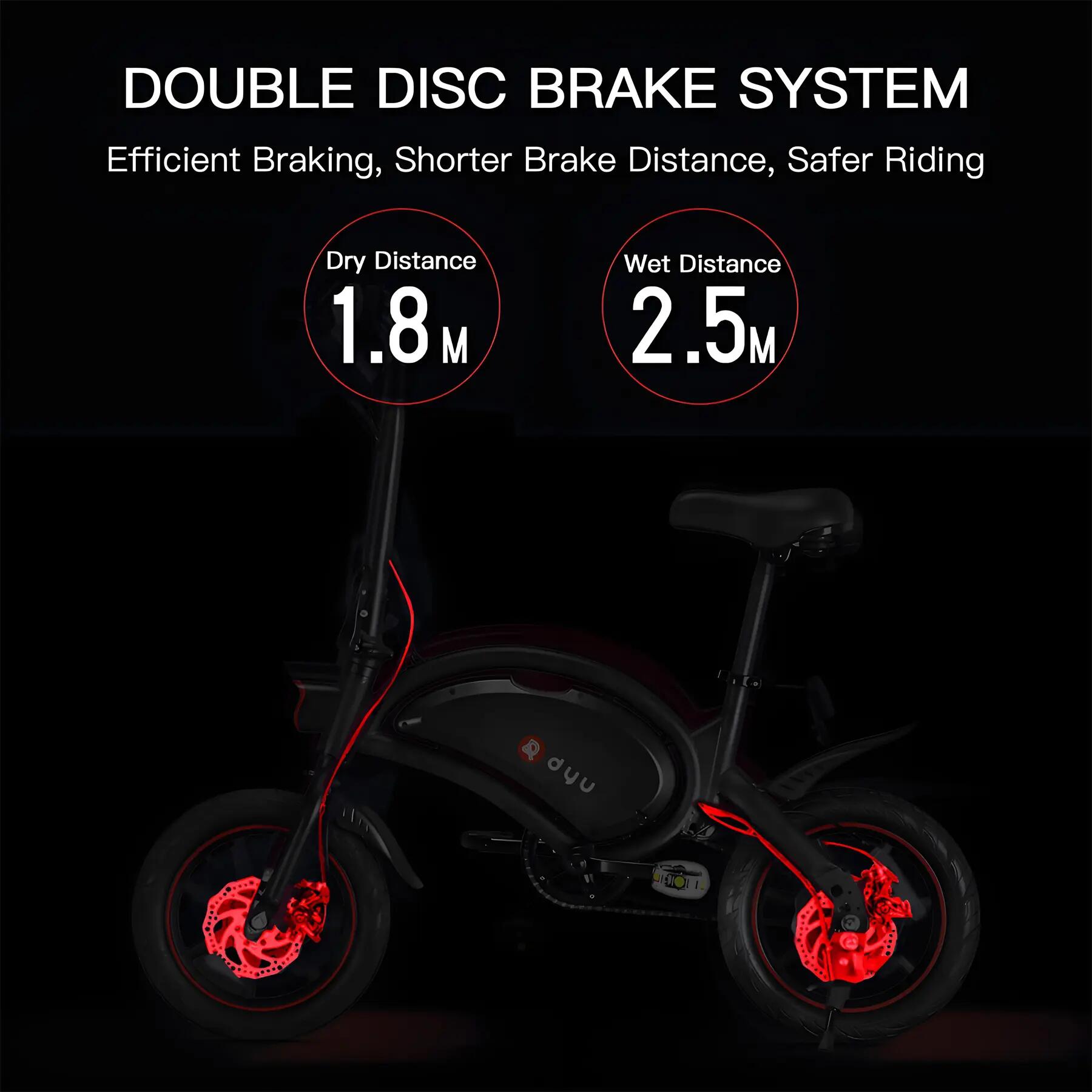 Mestský elektrobicykel pre dospelých DYU D3F dvojité kotúčové brzdy 25km/h 11/13