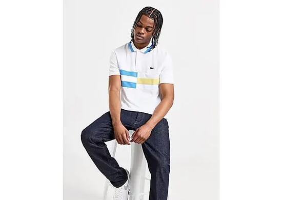 Herren - Tennis - Poloshirt - Kurzarm, leicht - Weiß, Blau und Gelb