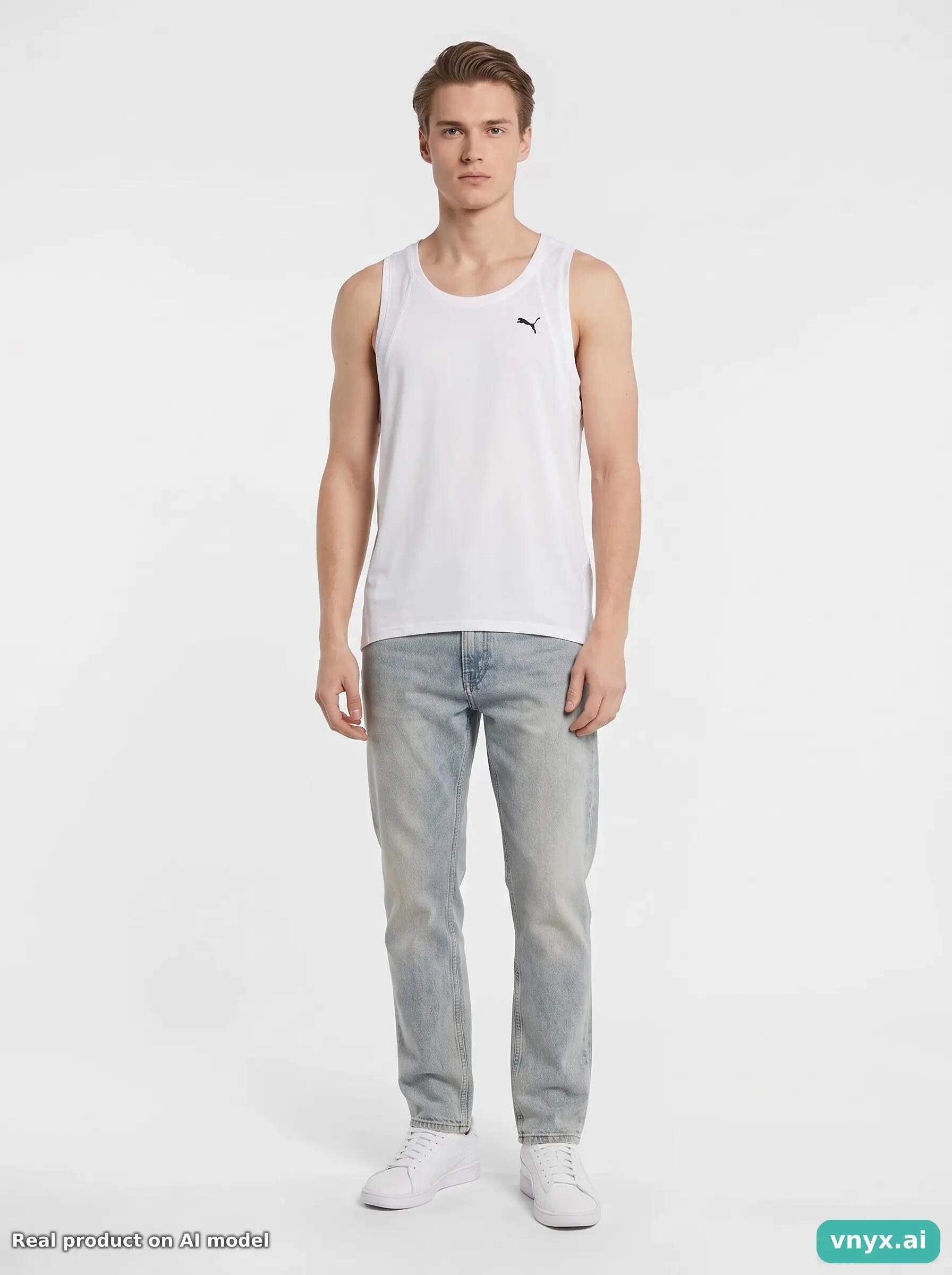 Second Life - Vintage Puma White Tank Top Men S 3/5