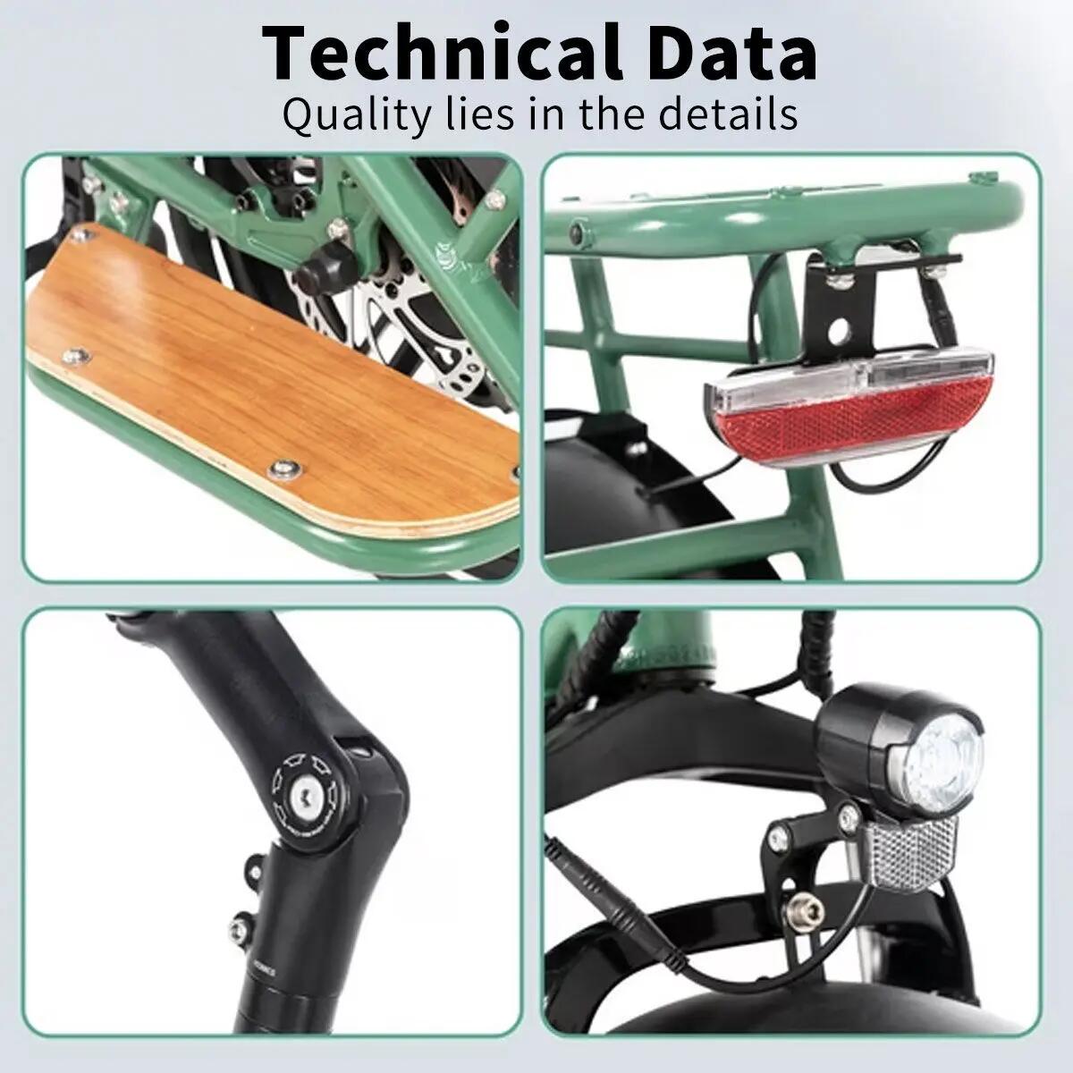 JOBOBIKE Transer Elektrische Cargobike met 48 V 15 Ah Accu 6/6