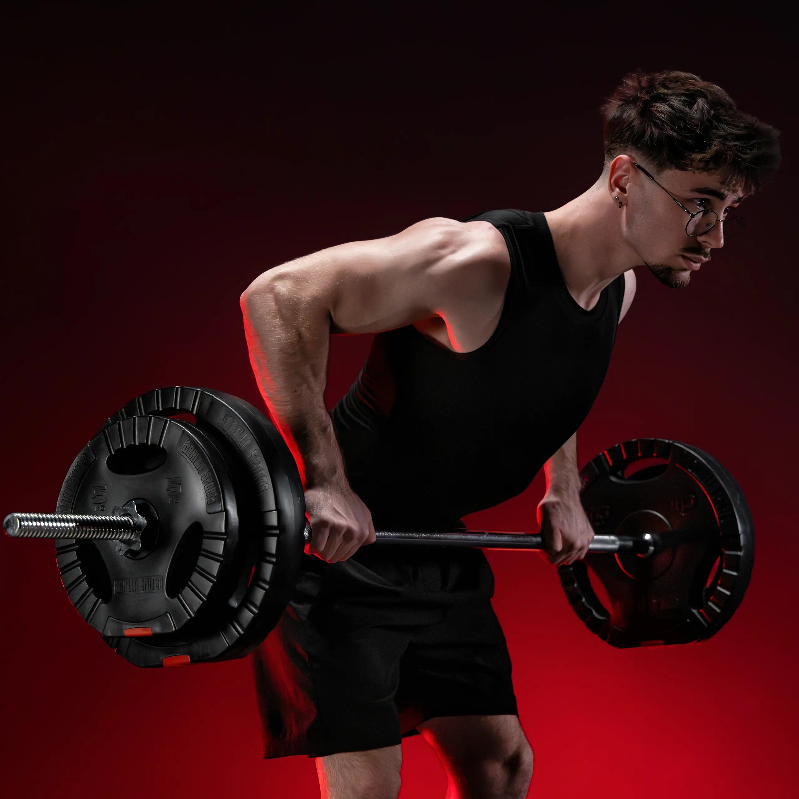 Kit Completo Musculación Gorilla Sports 100Kg Discos Triple Agarre 4/12