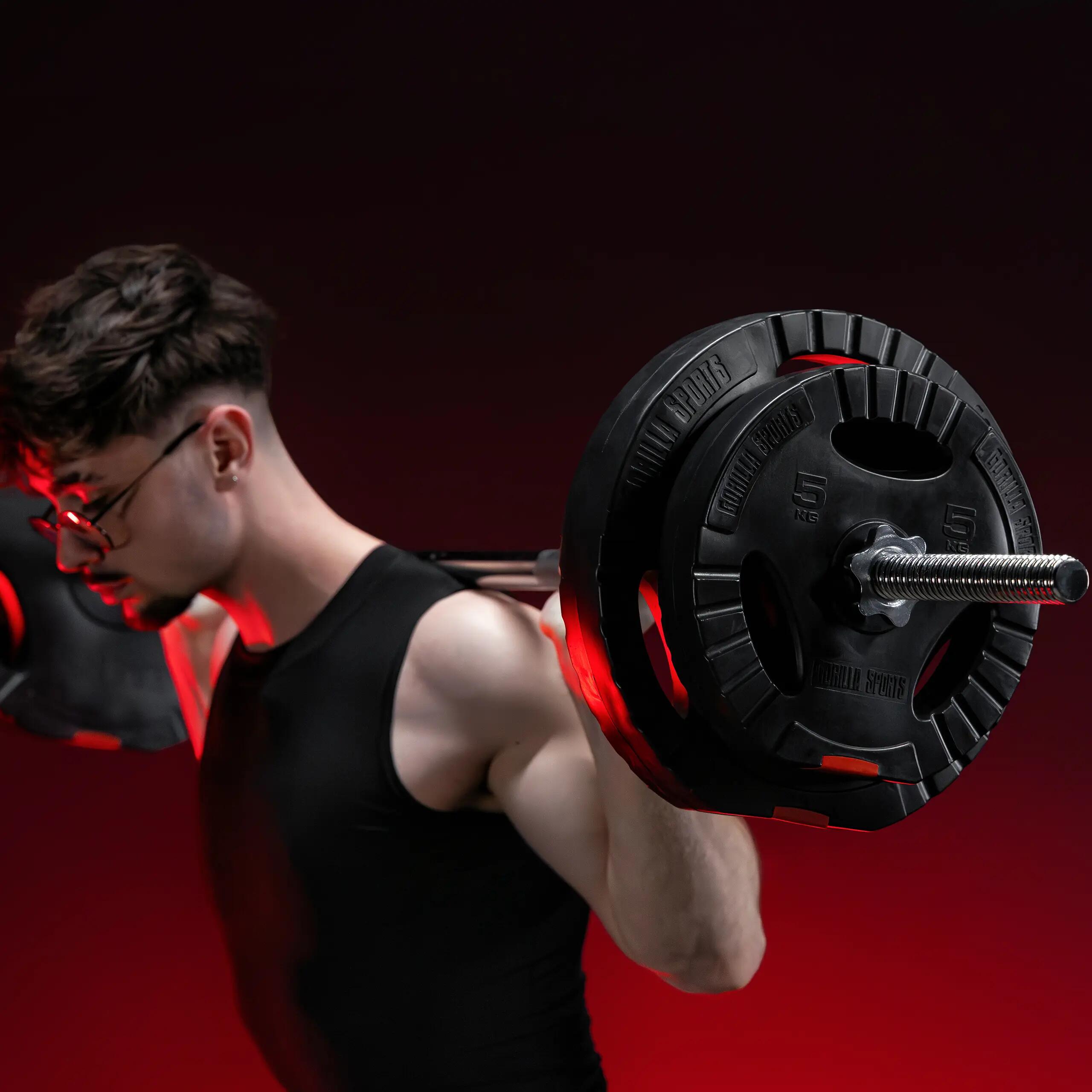 Kit Completo Musculación Gorilla Sports 100Kg Discos Triple Agarre 3/12