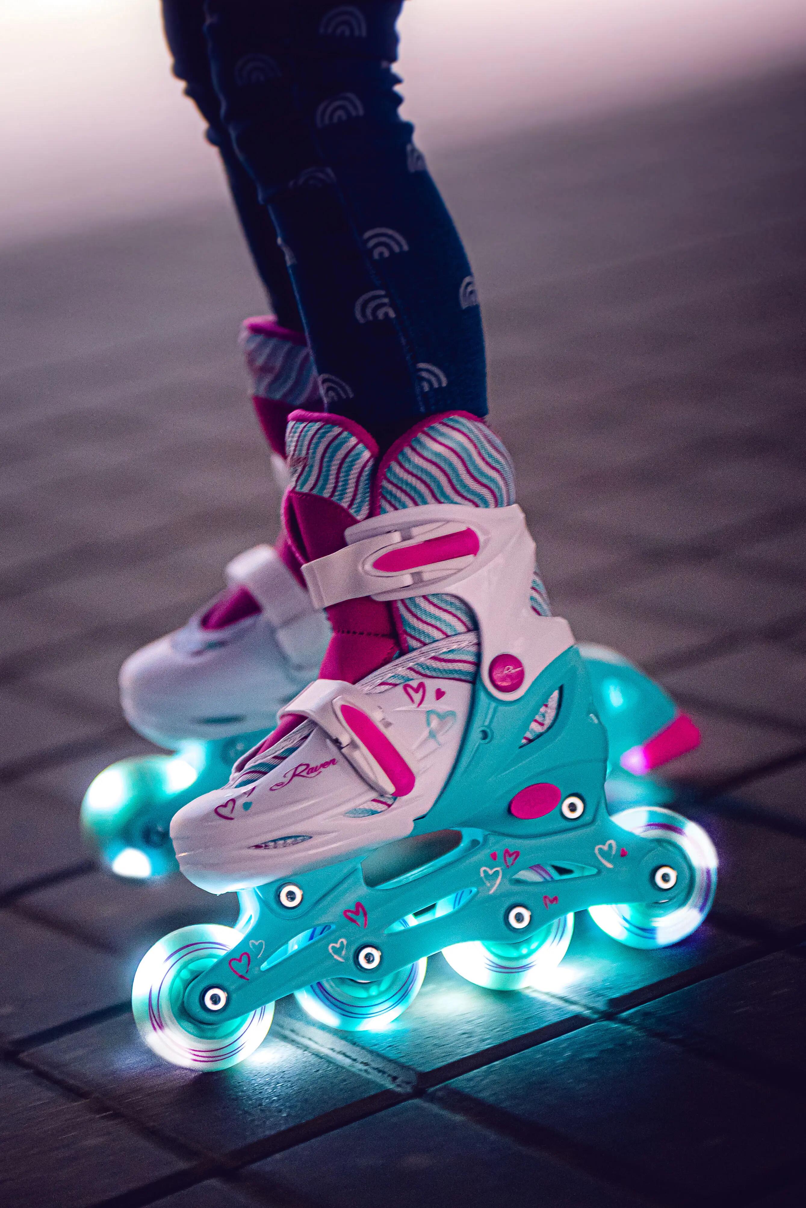 Patines Ajustables 3en1 Ruedas Luminosas Loret Blanco/Menta/Rosa 8/9