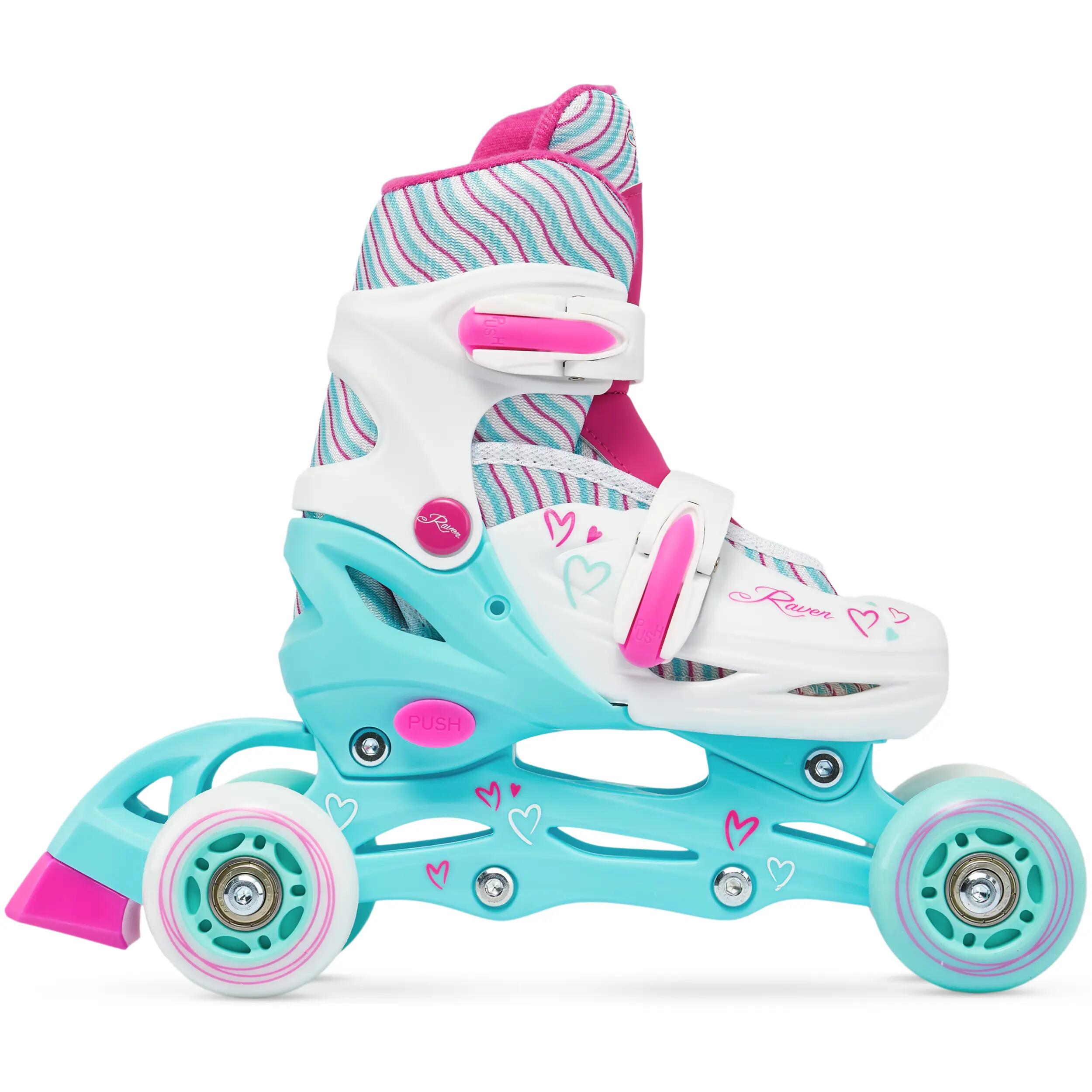 Patines Ajustables 3en1 Ruedas Luminosas Loret Blanco/Menta/Rosa 6/9