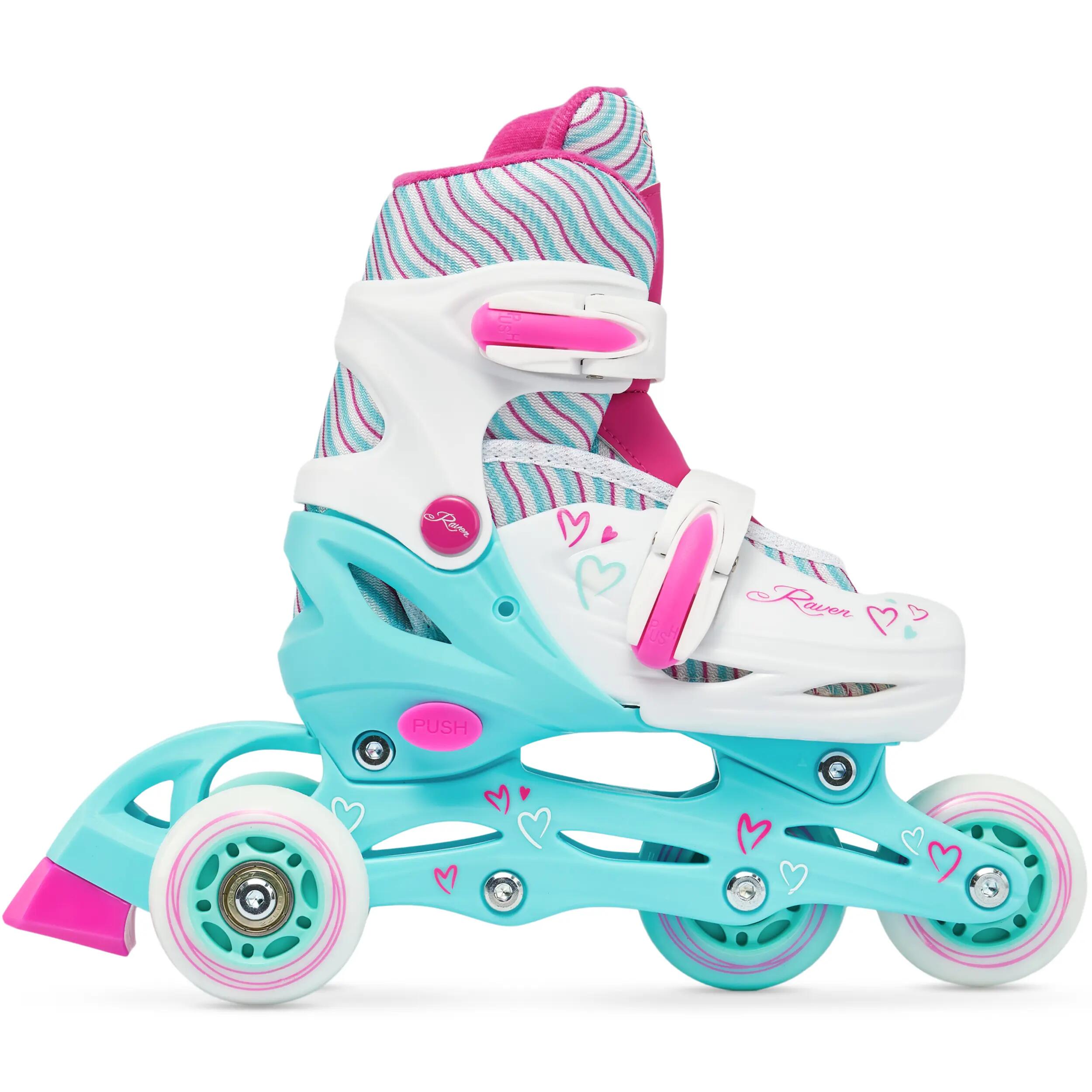 Patines Ajustables 3en1 Ruedas Luminosas Loret Blanco/Menta/Rosa 5/9
