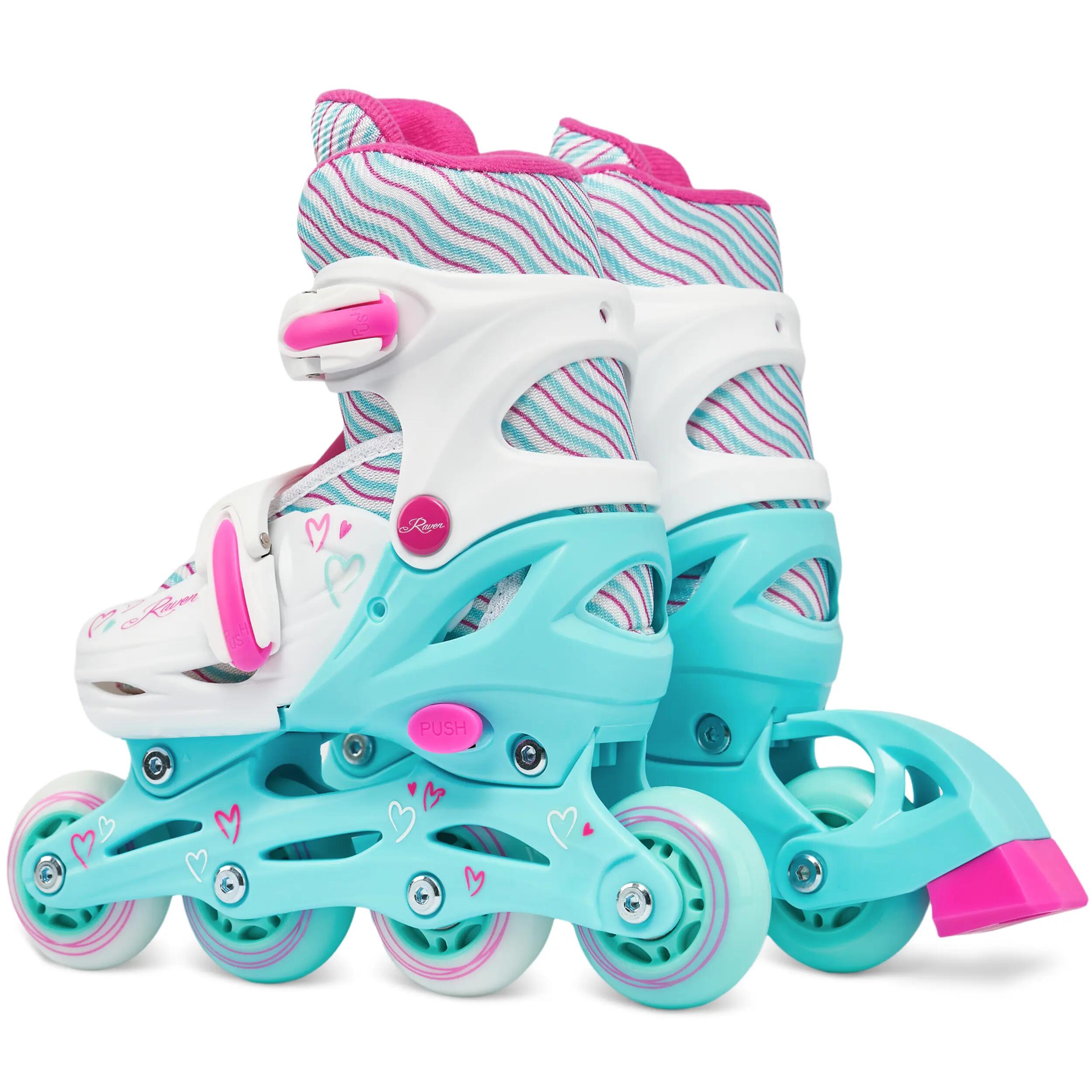 Patines Ajustables 3en1 Ruedas Luminosas Loret Blanco/Menta/Rosa 3/9