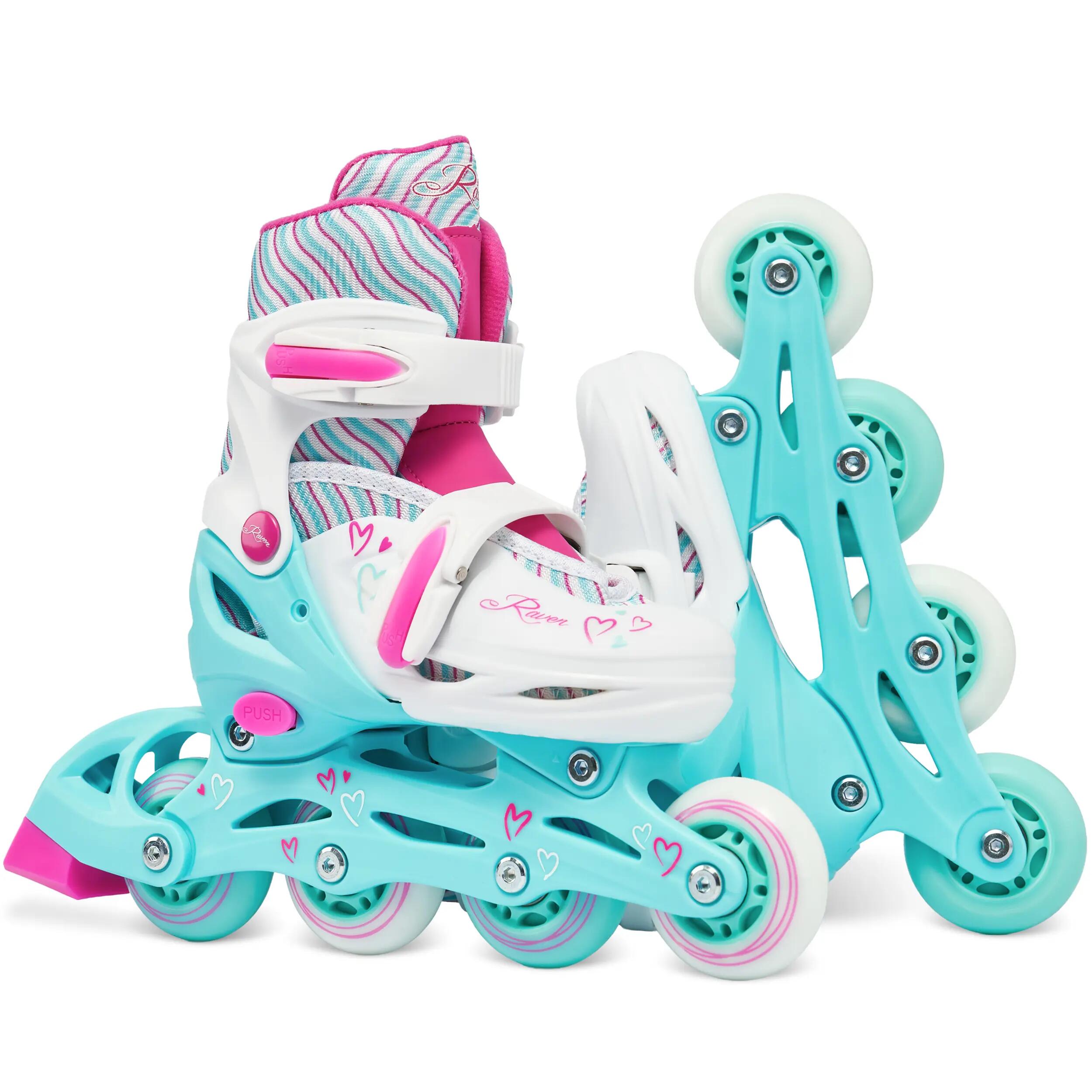 Patines Ajustables 3en1 Ruedas Luminosas Loret Blanco/Menta/Rosa 2/9