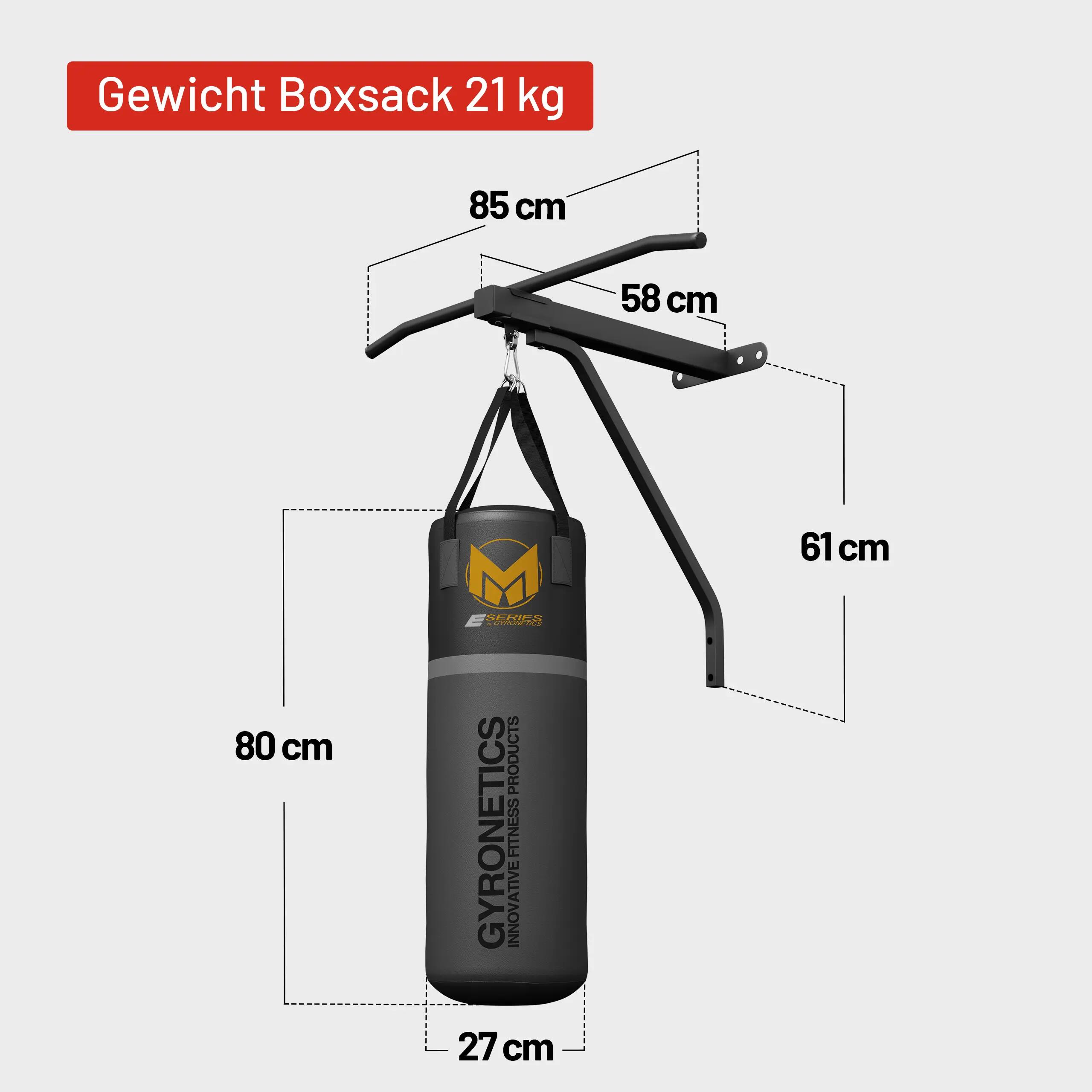 Sacco da boxe Gyronetics 80x27x27 cm con sbarra e riempimento sabbia 6/7