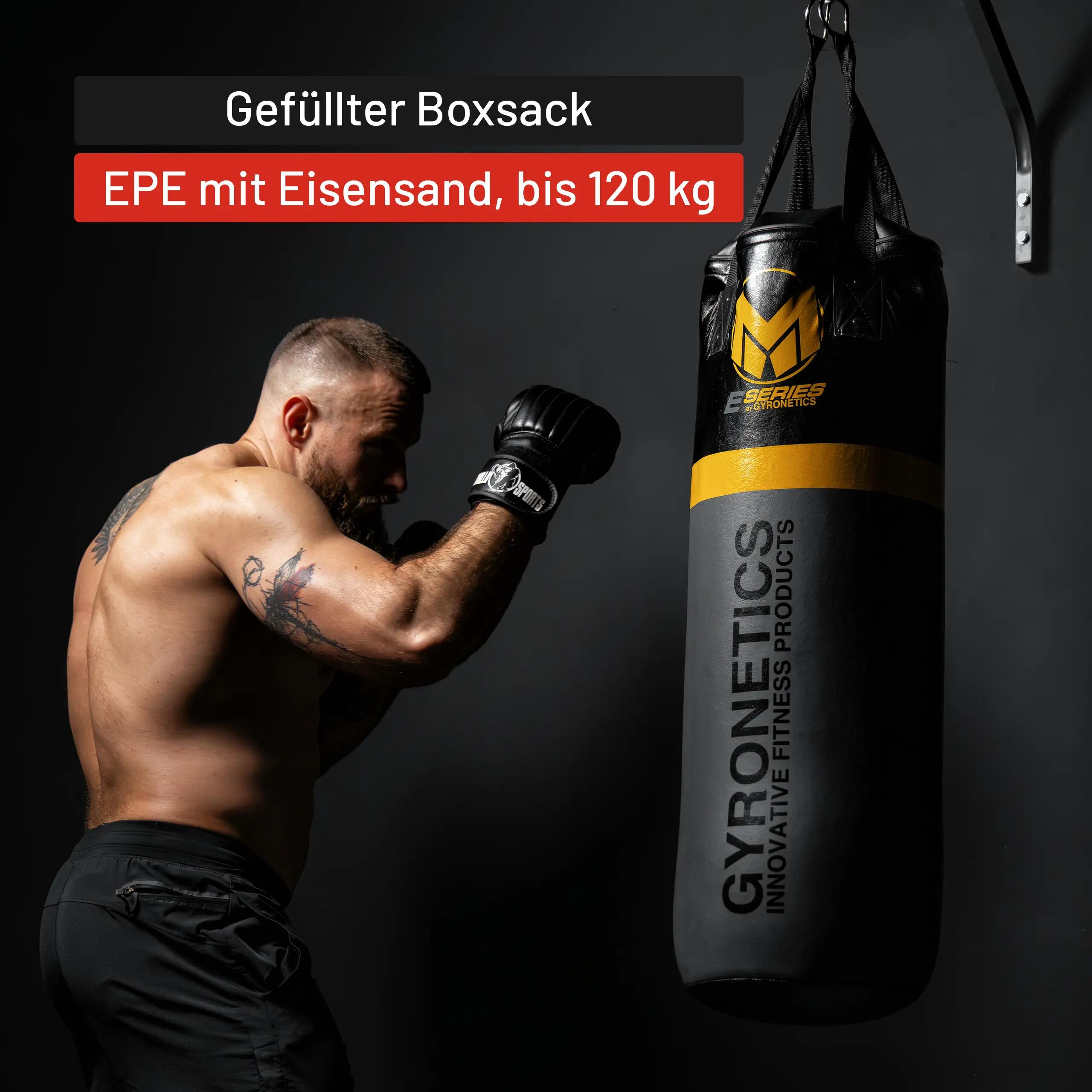 Sacco da boxe Gyronetics 80x27x27 cm con sbarra e riempimento sabbia 5/7
