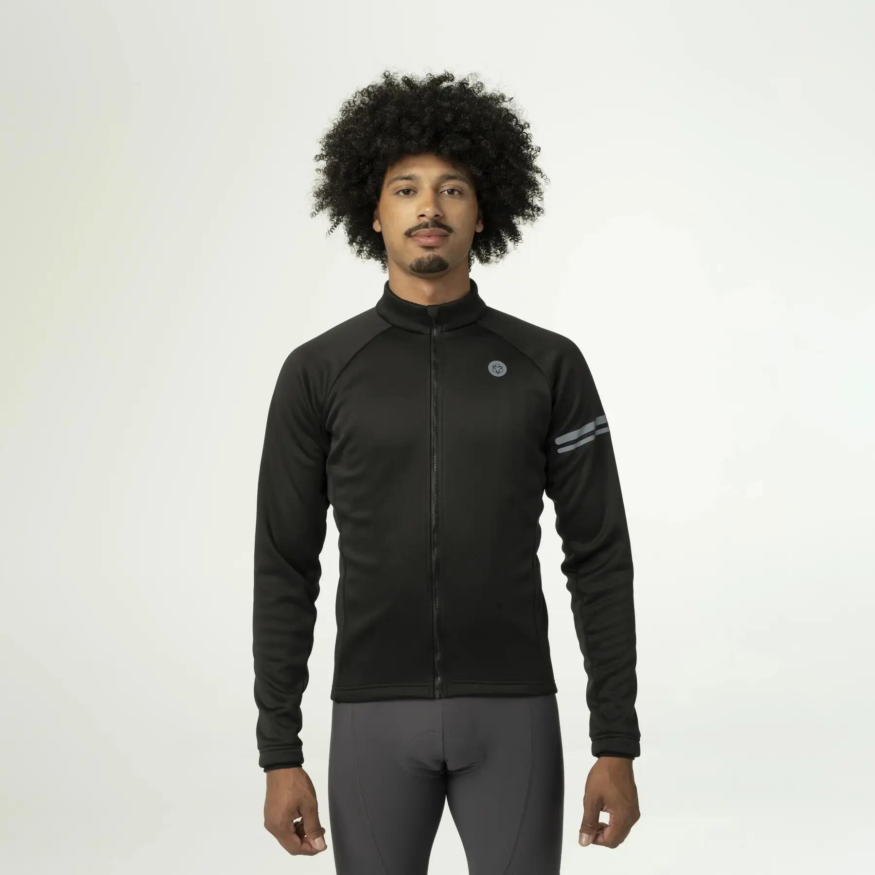 Męska kurtka rowerowa thermo softshell Essential czarna 2/7