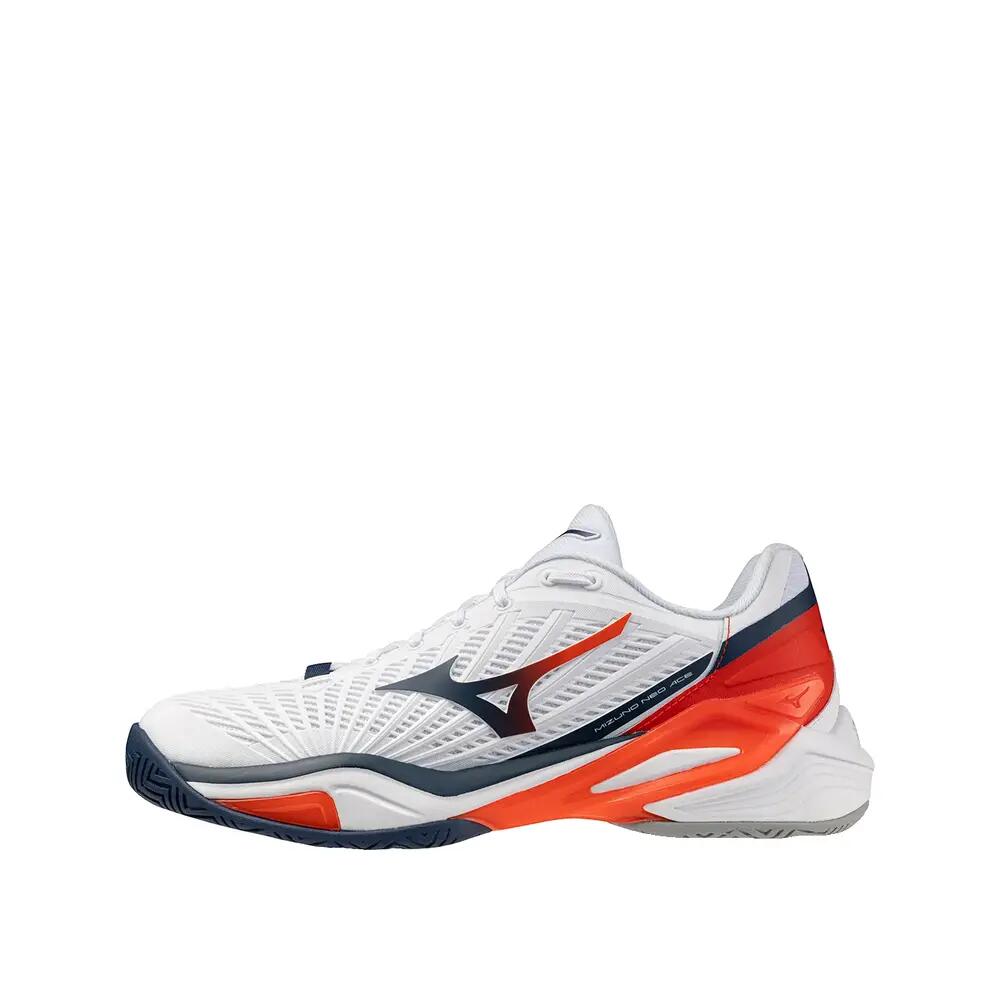 Buty tenisowe Mizuno Neo Ace AC Białe/Insignia Niebieskie/Pomarańczowe 2/6