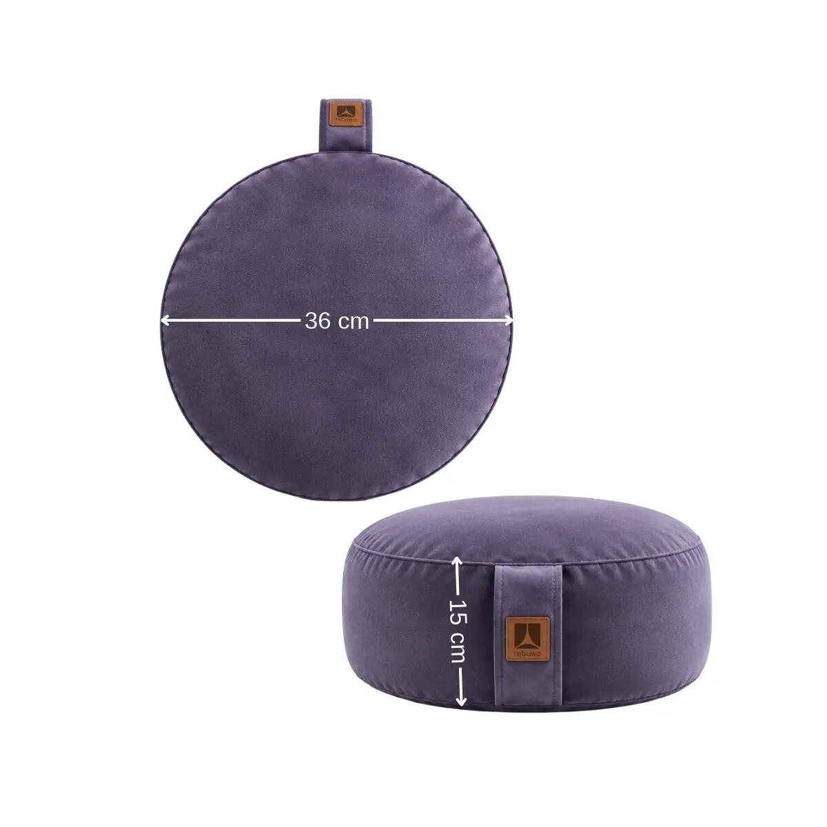 Rebuwo Kadife Meditasyon Seti - Minder + Bolster + Lavantalı Göz Yastığı - Mor 2/7