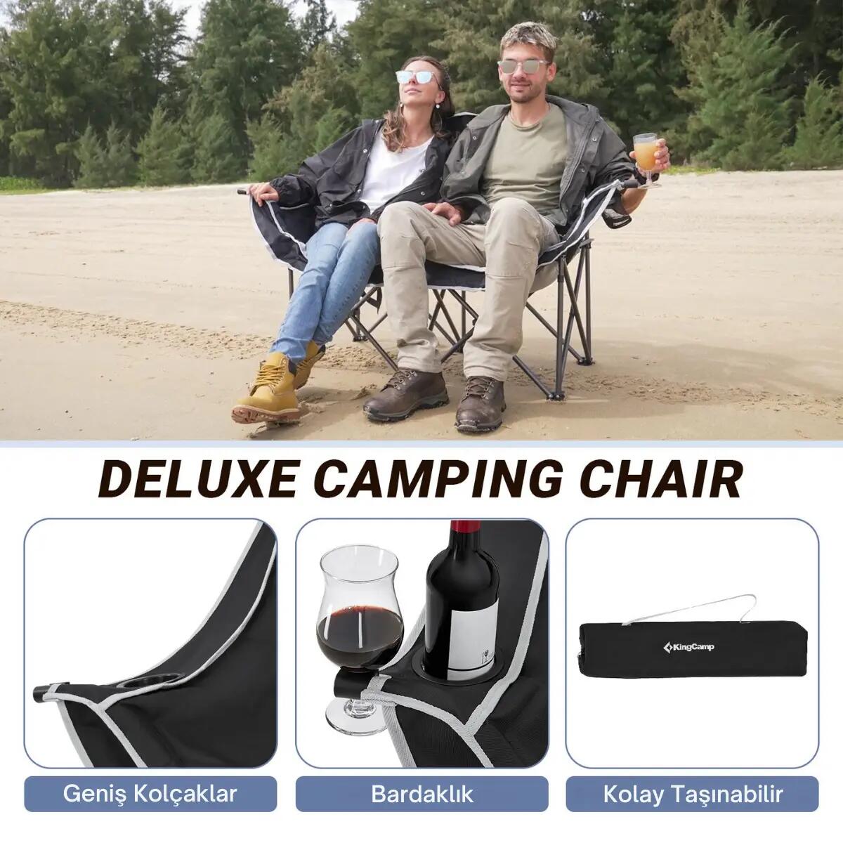 KingCamp Loveseat Double Çift Kişilik Katlanır Kamp Sandalyesi B.Grey 6/7