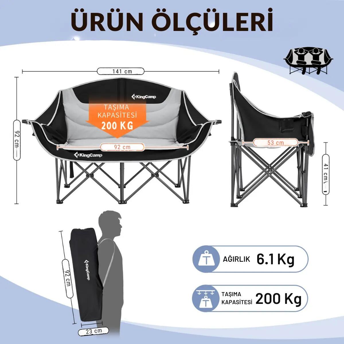 KingCamp Loveseat Double Çift Kişilik Katlanır Kamp Sandalyesi B.Grey 4/7