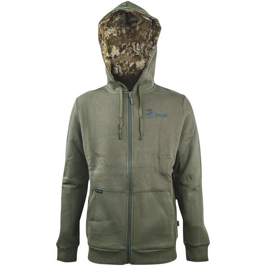 Herren - Hoodie-Jacke - robust, Kapuze, Reißverschluss - GO Core - Oliv