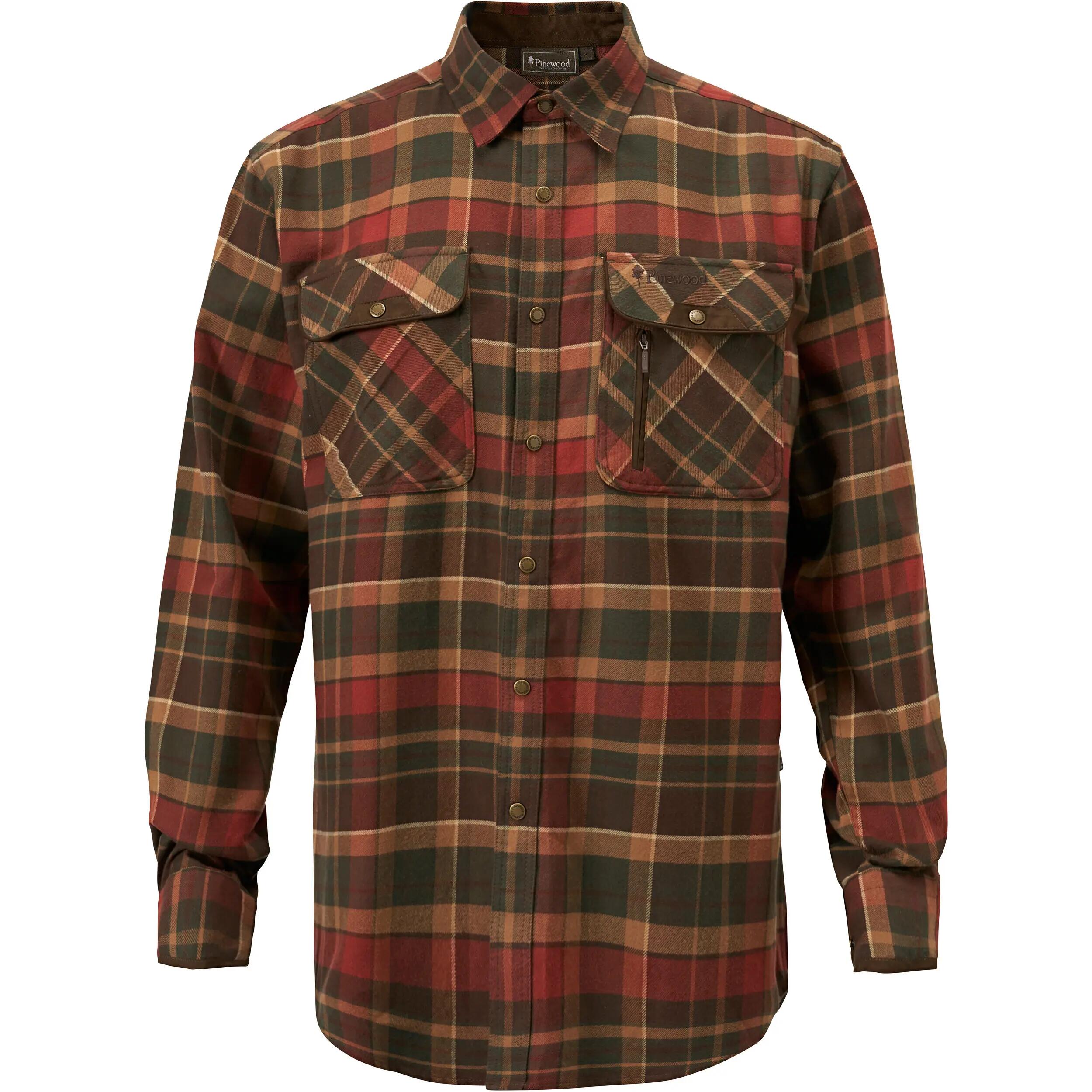 Herren Outdoorhemd Prestwick Exclusive - Baumwollmix, 5XL, Dark Green/Terracotta 1/5