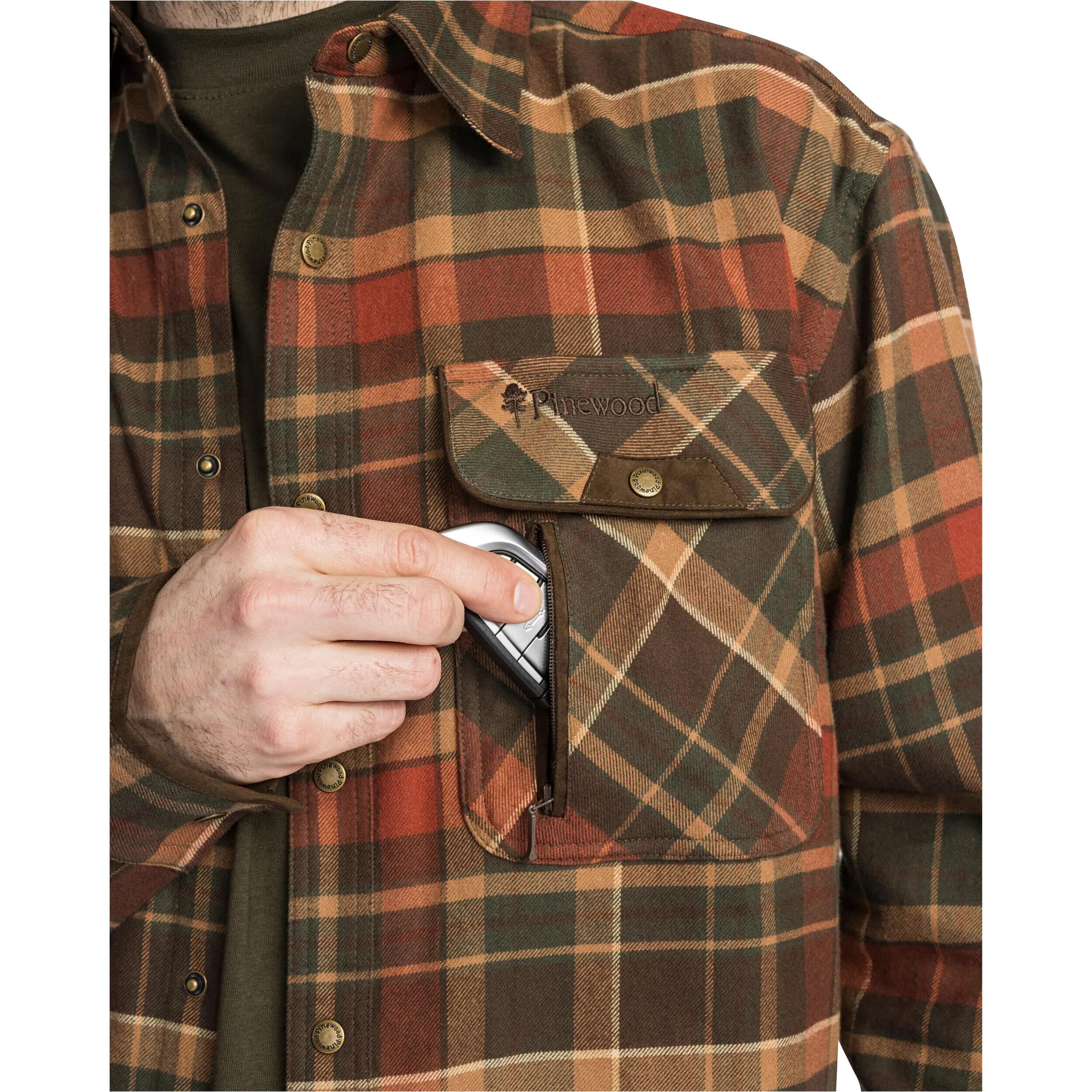 Herren Outdoorhemd Prestwick Exclusive - Baumwollmix, 5XL, Dark Green/Terracotta 5/5