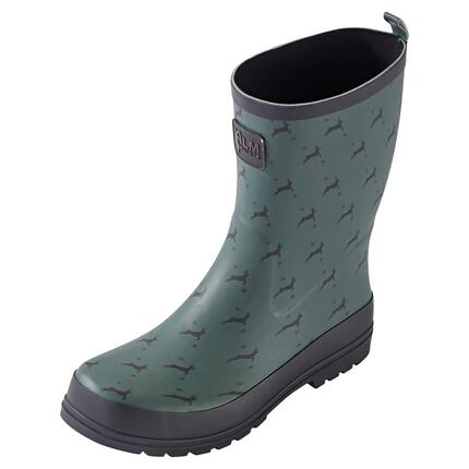 Damen - Outdoor-Gummistiefel - wasserdicht, Hirschmotiv - Oliv, Größe 42
