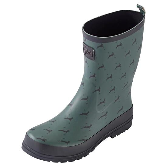 Damen - Outdoor-Gummistiefel - wasserdicht, Hirschmotiv - Oliv, Größe 42