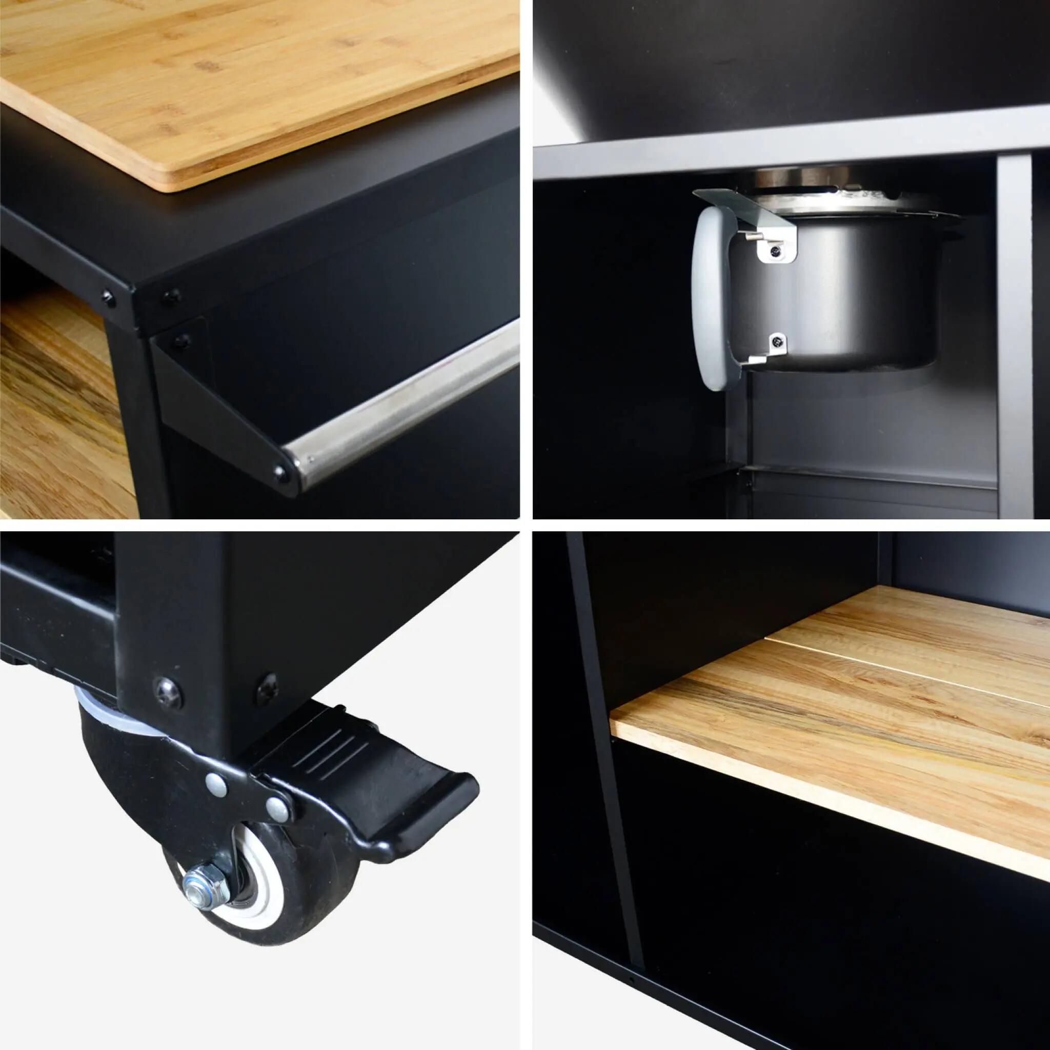 Braseiro de cozinha 80cm, aparador com espaços de armazenamento, Preto 8/8