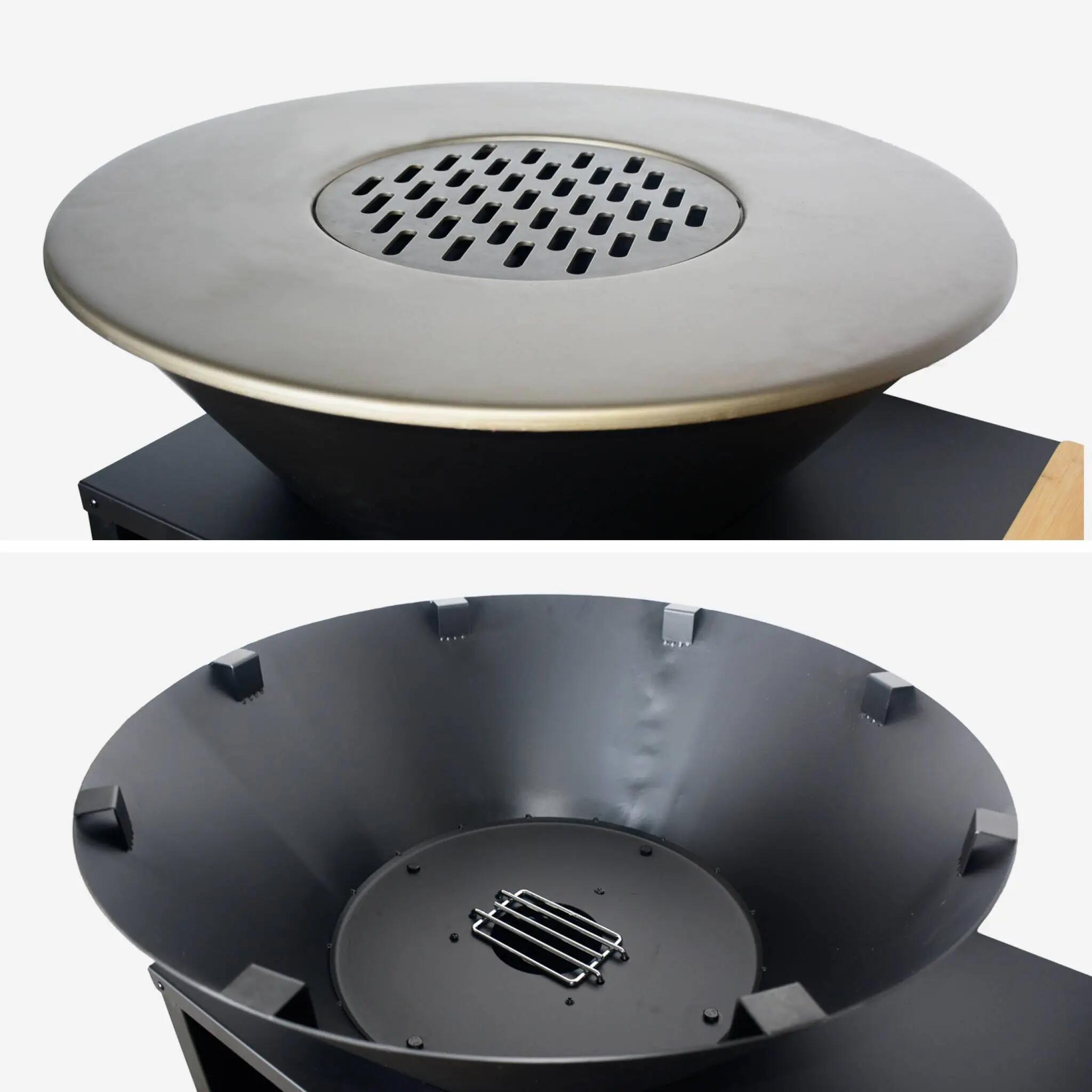 Braseiro de cozinha 80cm, aparador com espaços de armazenamento, Preto 7/8