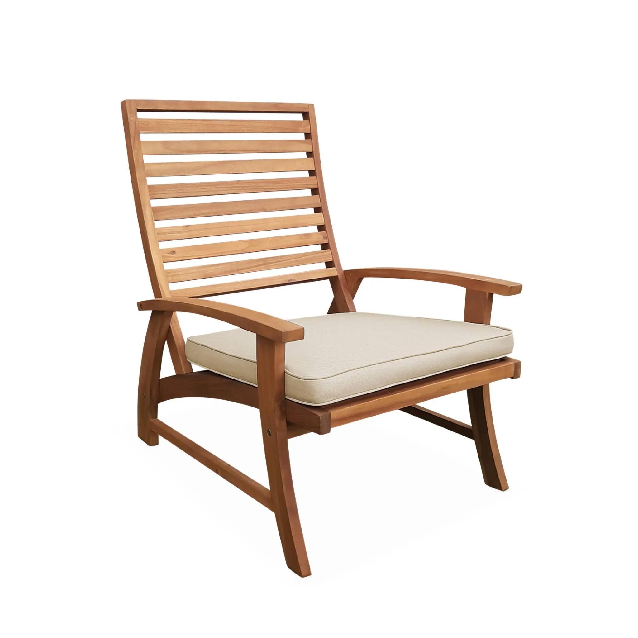 Silla con reposapiés de madera, set de 2, Teck 7/10