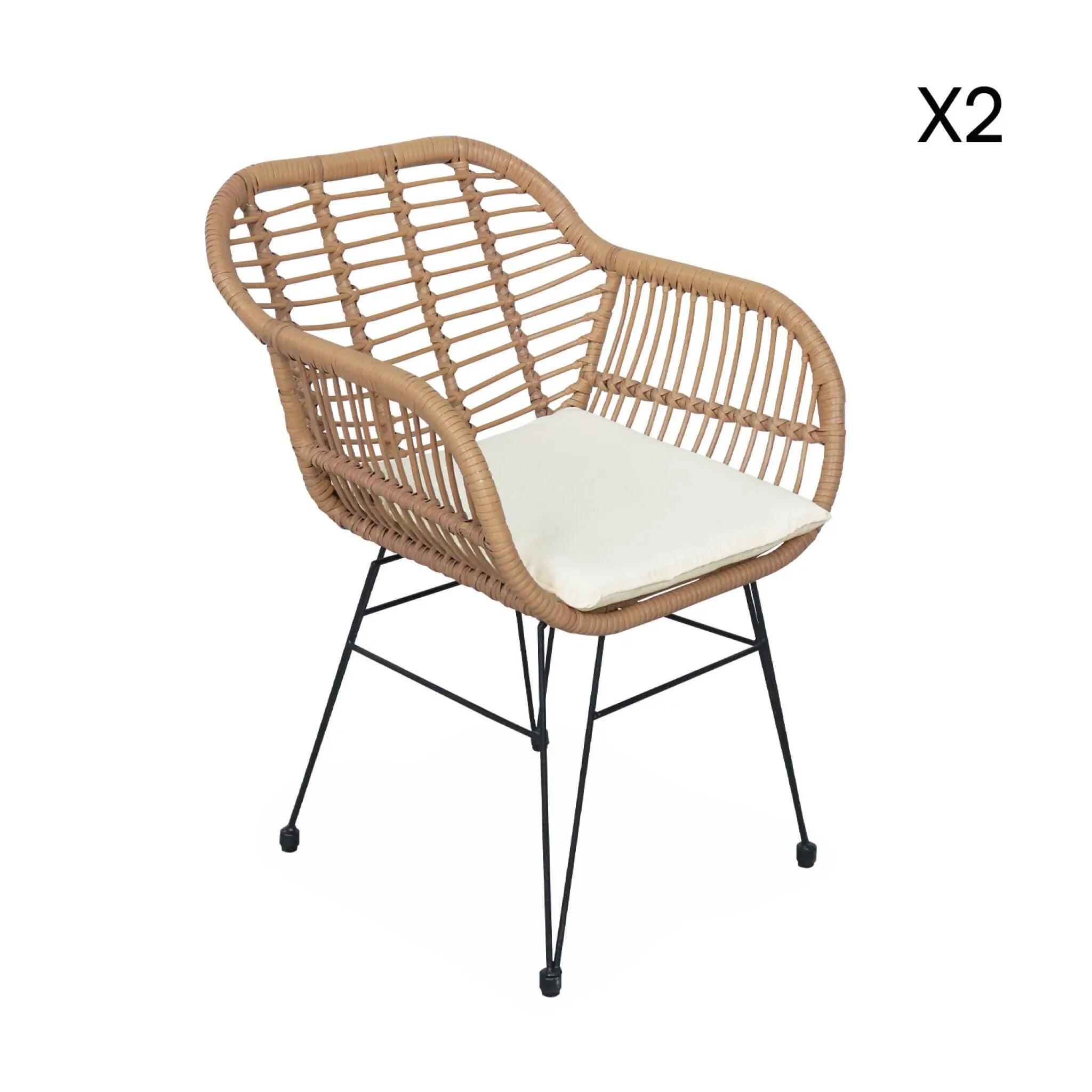 Sillón de resina de bambú y efecto metálico, set de 2 10/10